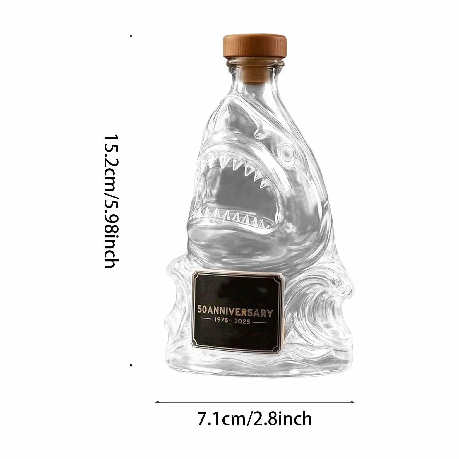 300 ml 3D figurka rekina w butelce wina, zabawna szklana karafka do whisky, figurki zwierząt, baru, biura(E)