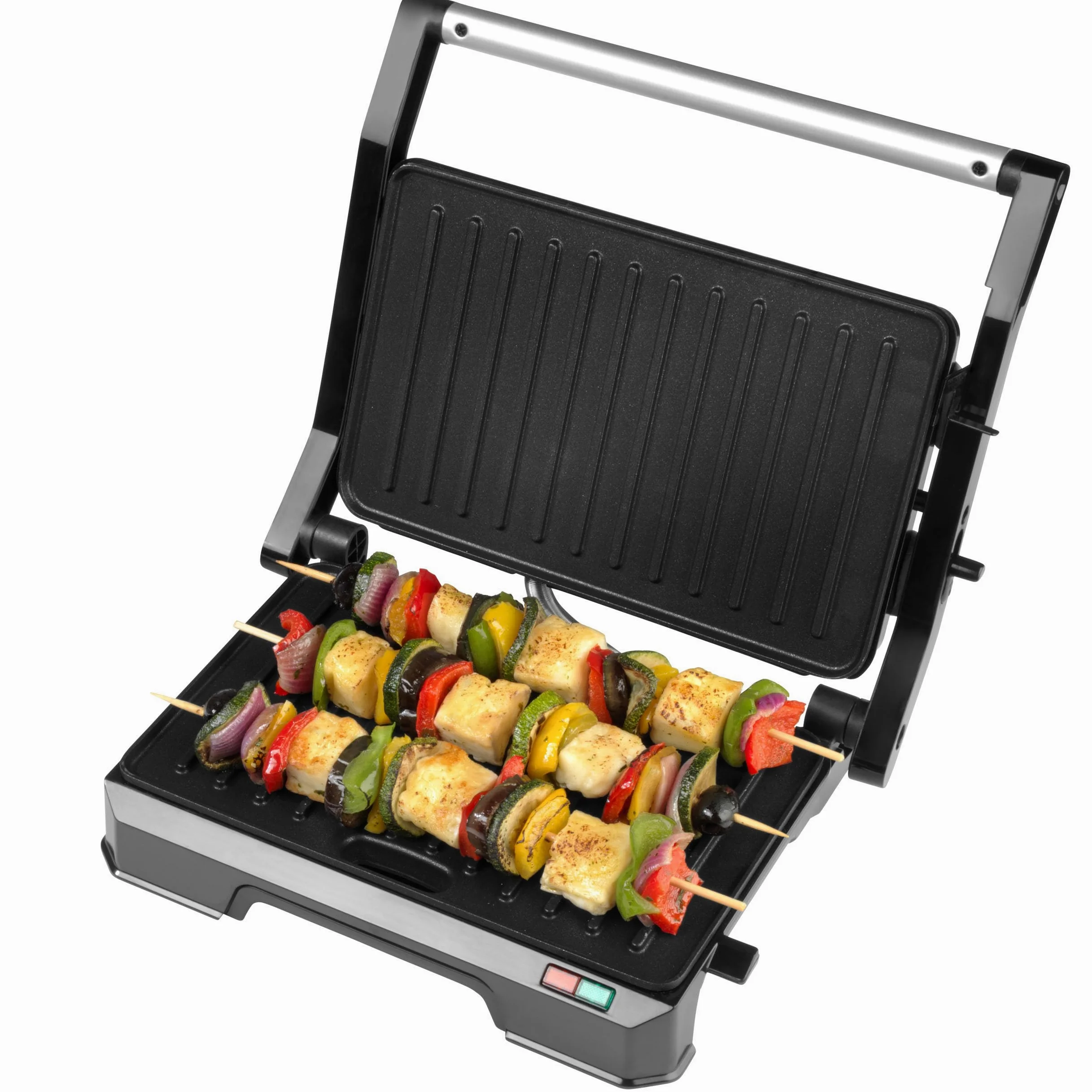 Progress EK5854P Grill elektryczny 2 w 1 – opiekacz do panini, nieprzywierajace plyty, dwie powierzchnie opiekania, bez oleju, wyjmowana tacka ociekowa, latwe czyszczenie, uchwyt Cool-Touch, 850 W