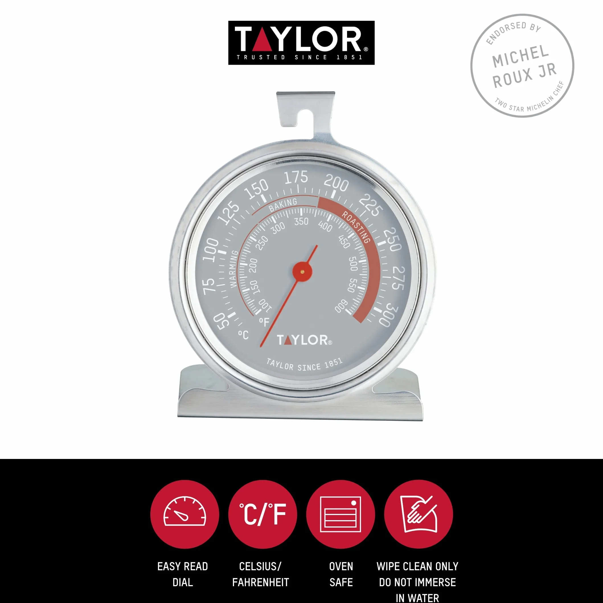 Taylor Pro Termometr do Piekarnika Stal Nierdzewna 18,2 x 13,4 x 4 cm