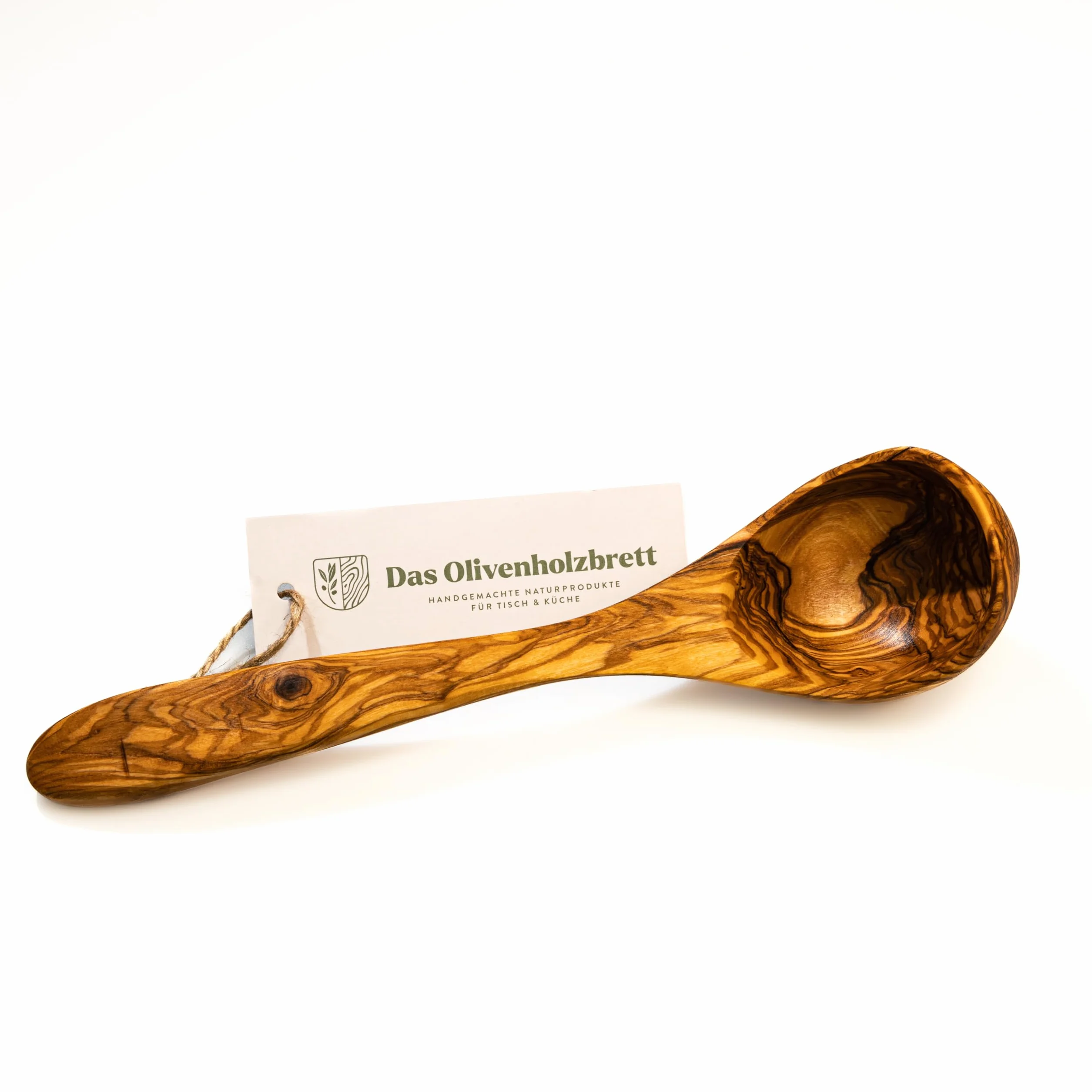 DAS OLIVENHOLZBRETT Chochla z drewna oliwnego/ręcznie wykonana chochla z drewna/chochla do zupy z drewna oliwnego/chochla z drewna/długość ok. 35 cm