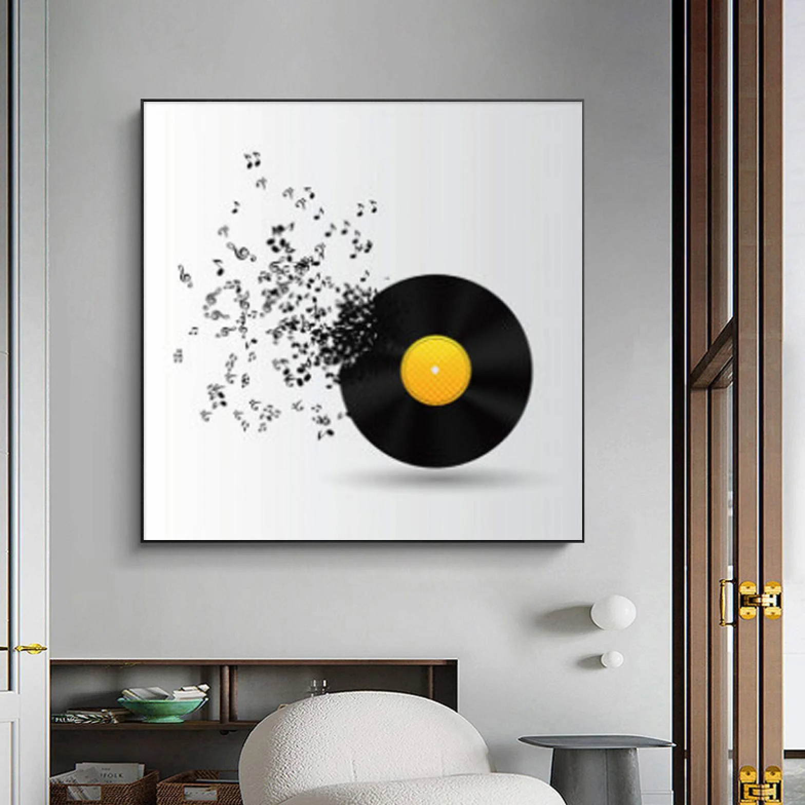 Rumlly Nowoczesne płyty winylowe sztuka ścienna obraz na płótnie czarny biały muzyczny plakaty i wydruki obrazy ścienne do salonu wystrój domu 80 x 80 cm x 2 bez ramy