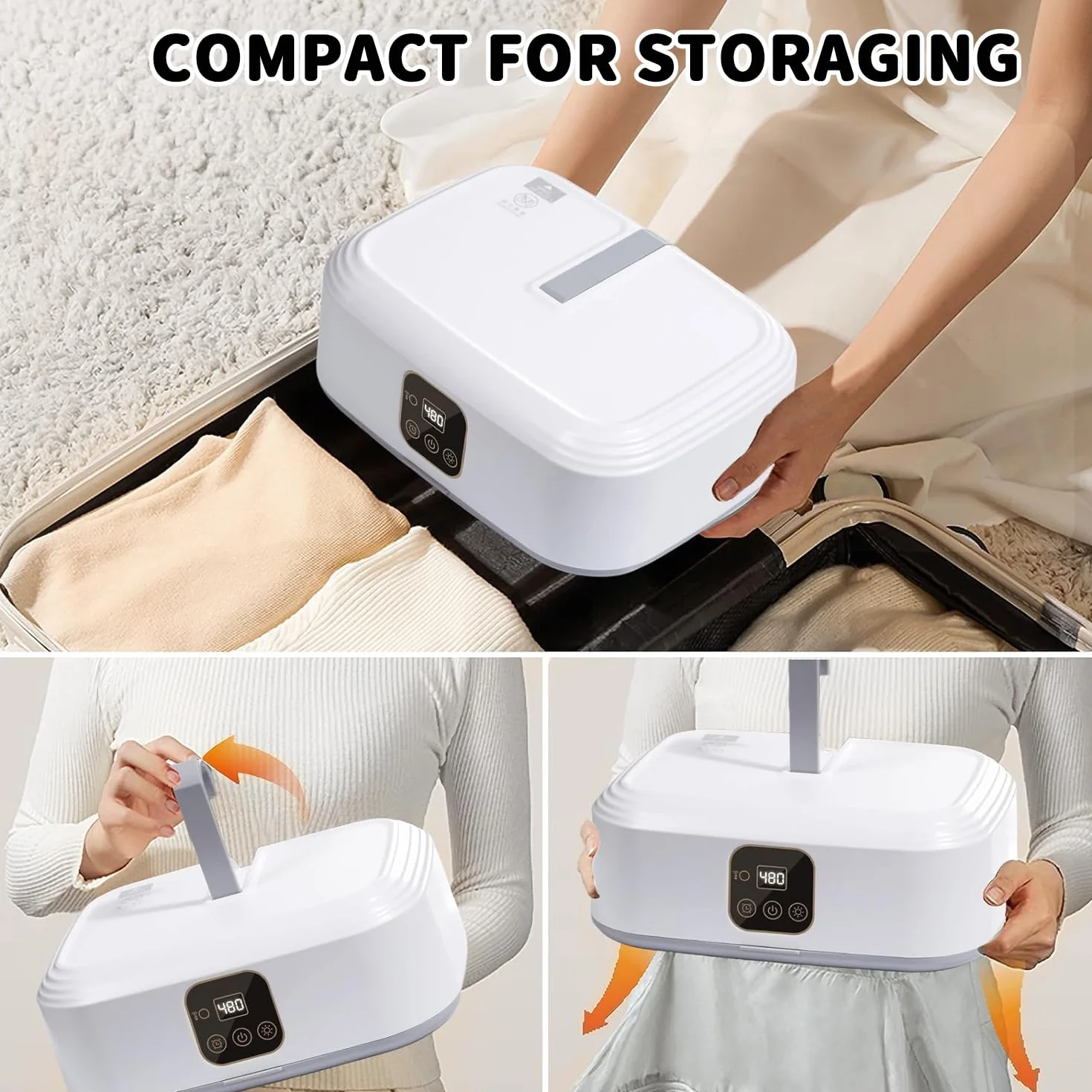 Mini suszarka 600 W z timerem 1-8 h, pilotem zdalnego sterowania i sterylizacją UV – przenośna suszarka 10 kg – pompa ciepła, suszarka do ubrań i suszarek, mała