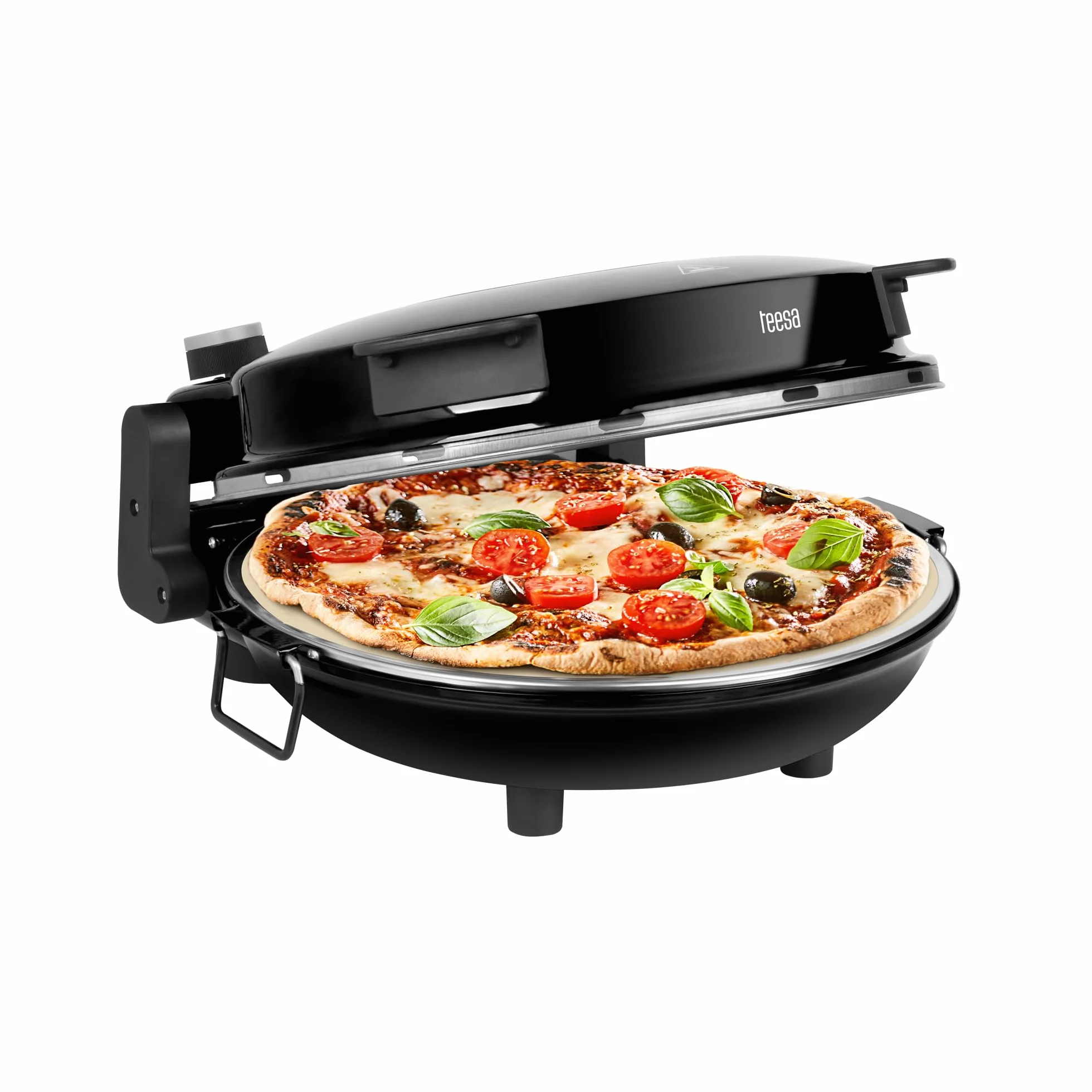 Teesa Domowy Piec do Pizzy SUPREME Moc 1200W Regulacja Temperatury 80-400°C Średnica Kamienia 32 cm Okno w Pokrywie TSA3231