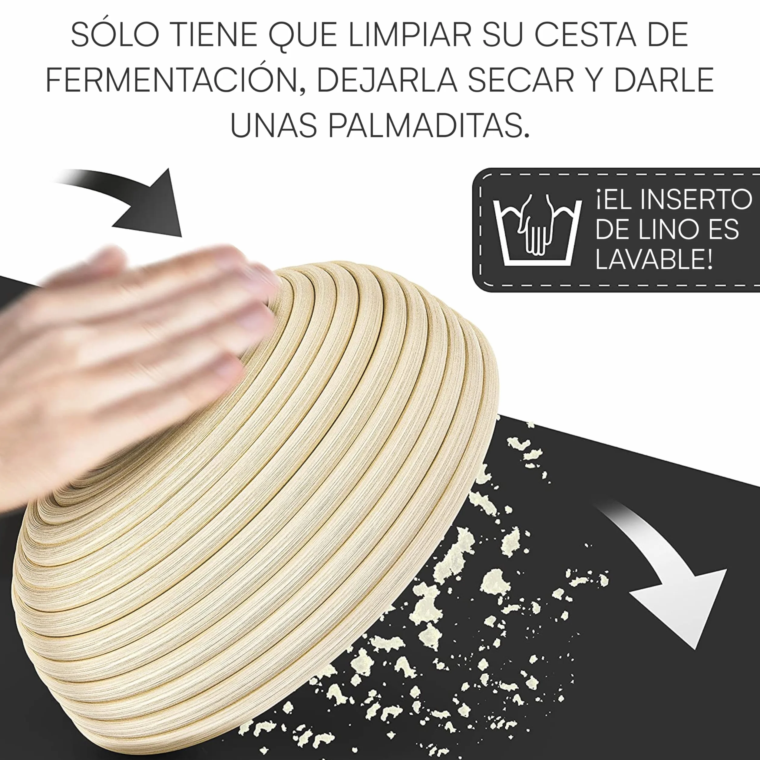 Wysokiej jakości okrągły kosz do pieczenia chleba (25 cm) – forma do pieczenia chleba z nadającą się do prania wkładką lnianą – optymalny na 1 kg ciasta – idealny dodatek do pieczenia