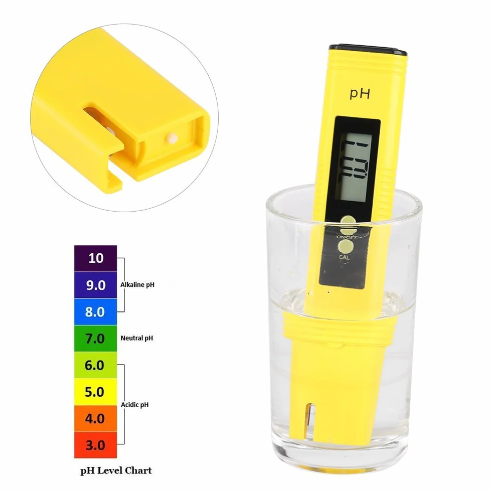 0.01 Rozdzielczość Cyfrowy miernik pH, przenośny automatyczny miernik pH LCD Tester jakości wody do wody pitnej do użytku domowego, akwarium, basenu, laboratorium.