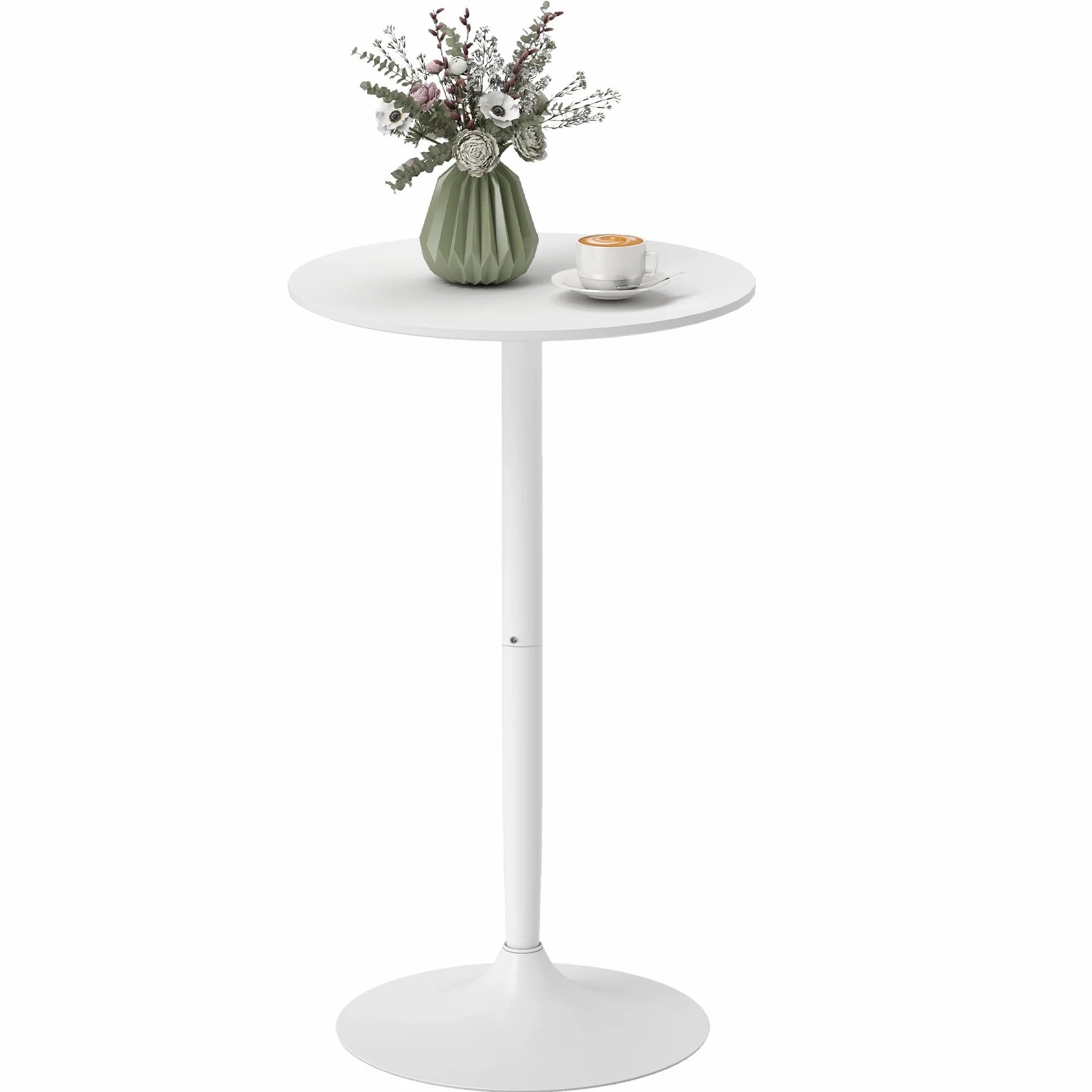 HOMCOM Stół barowy, stół do jadalni, okrągły, stół kuchenny do salonu, jadalni, stal, biały, Ø 60 x 102 cm