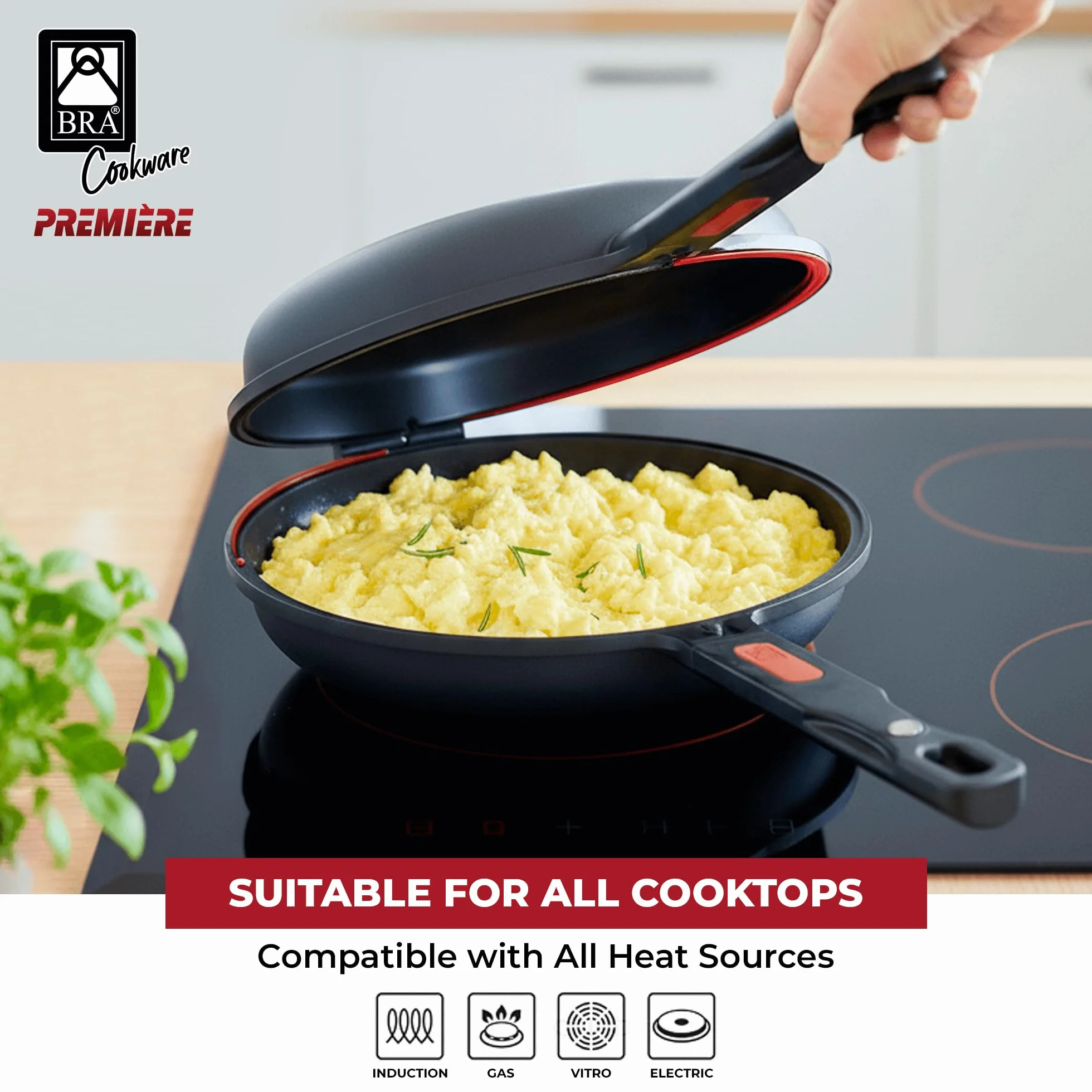 Bra Dupla Premiere podwójna patelnia z odlewu aluminiowego z powłoką zapobiegającą przywieraniu, nadaje się do wszystkich rodzajów kuchenek, w tym indukcyjnych 26 cm [Ekskluzywnie w Amazon]