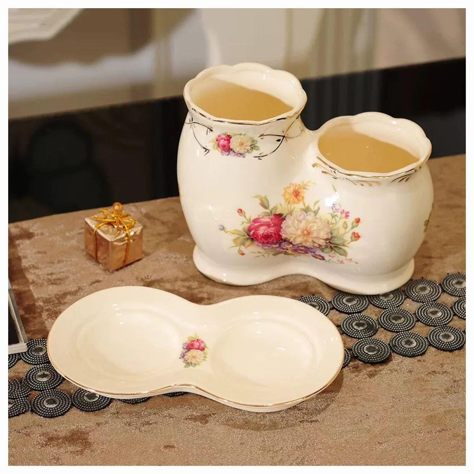 Uchwyt na przybory kuchenne do kuchni, ceramiczny pojemnik na sztućce z podstawą odpływową, pojemnik na przybory kuchenne na blat do przechowywania łyżek i sztućców, dekoracyjne akcesoria do stołu