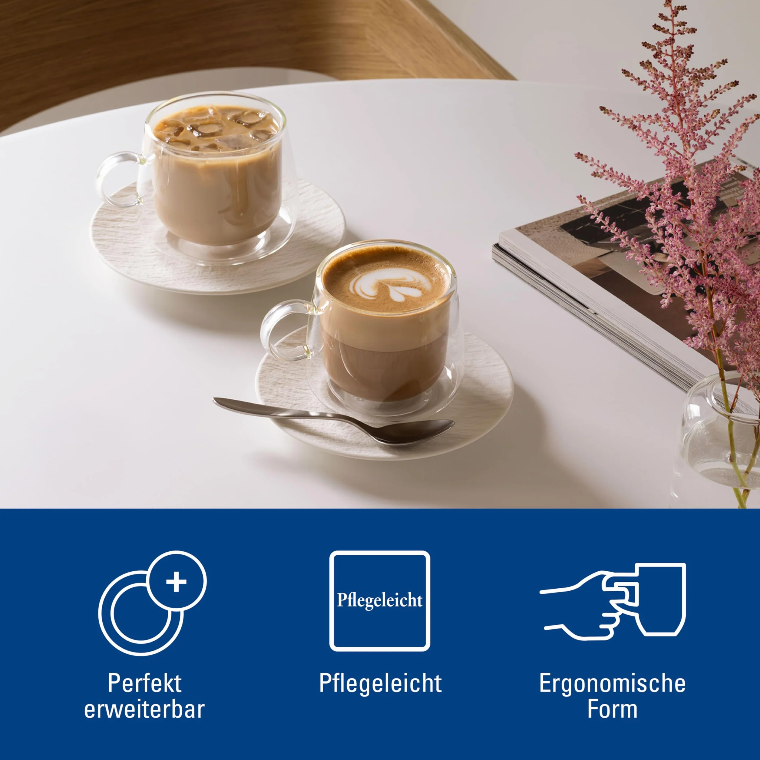 Villeroy & Boch – Artesano Hot&Cold Beverages szklanka do cappuccino, zestaw 2 szklanek, podwójne ścianki do napojów, 250 ml, szkło borokrzemowe, zmywarka, mikrofala