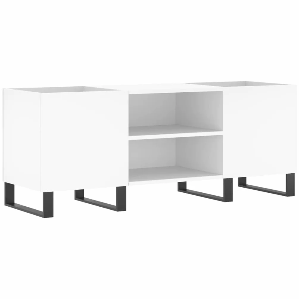 Biała szafka na płyty - 121 x 38 x 48 cm - Engineered Wood Rage na płyty winylowe i media - stylowy design do domu lub użytku - nowoczesna muzyka nizer
