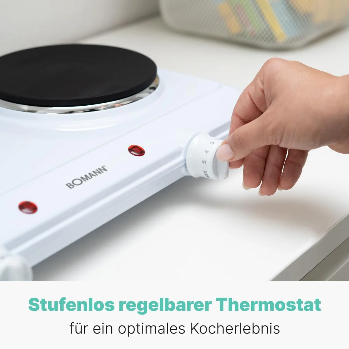Bomann® Podwójna płyta grzewcza | Wydajna płyta grzewcza z bezstopniowo regulowanymi termostatami | 2 płyty grzewcze | uchwyty Cool-Touch | podwójna płyta grzewcza o mocy 1500 W/1000 W | DKP 5028 CB