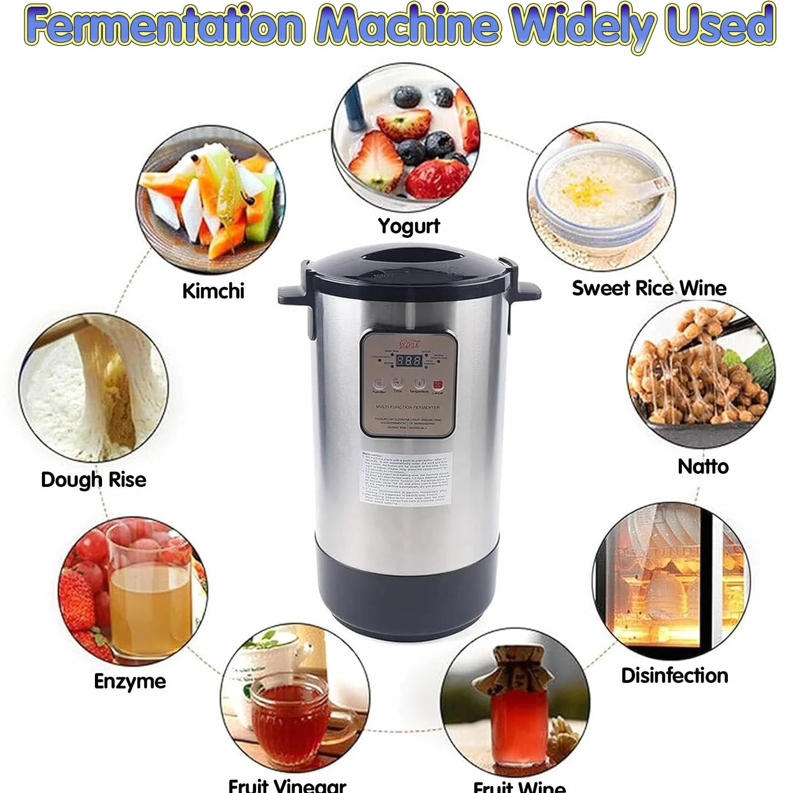 12L Fermentor Jogurtu, Inteligentna Maszyna do Jogurtu, Elektryczny Fermentor, Kontrola Czasu i Temperatury, do Kuchni Komercyjnej, Czosnek, Jogurt, Kiszonki, 18L (18L)