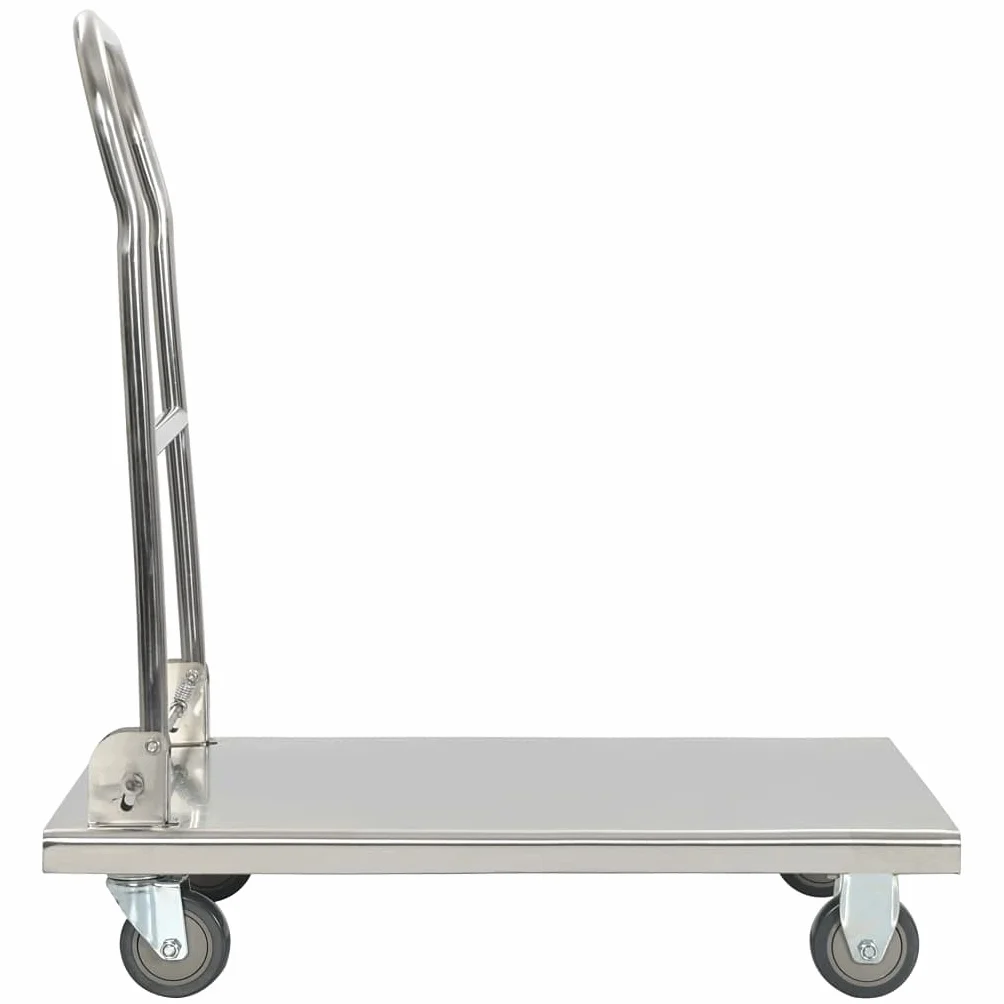Générique Wózek platformowy 82x53x86 cm ze stali nierdzewnej, składany , pojemność 200 kg, do ciężkiego transportu, kuchni, hotelu, magazynu, 2 kółek obrotowych i 2 stałych