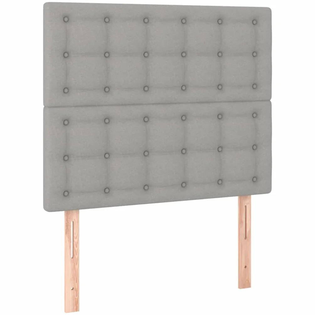 Tkanina regulowany zagłówek LED 80x200 cm Szary | Łóżko kontynentalne z materacem 80x200 cm jasnoszare tkanina LED regulowany zagłówek