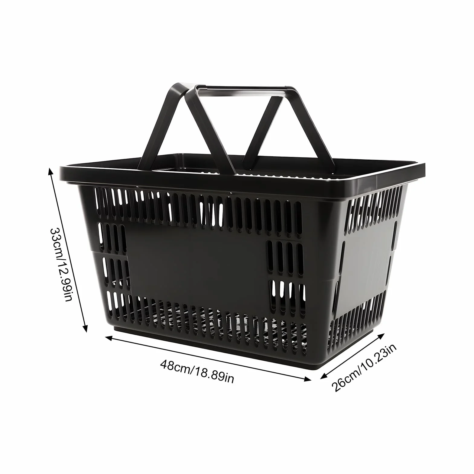 Zestaw 12 koszy na zakupy, z tworzywa sztucznego, z uchwytami, 28 l, duże kosze supermarketów z tworzywa sztucznego, koszyki na zakupy, do supermarketu, gospodarstwa domowego