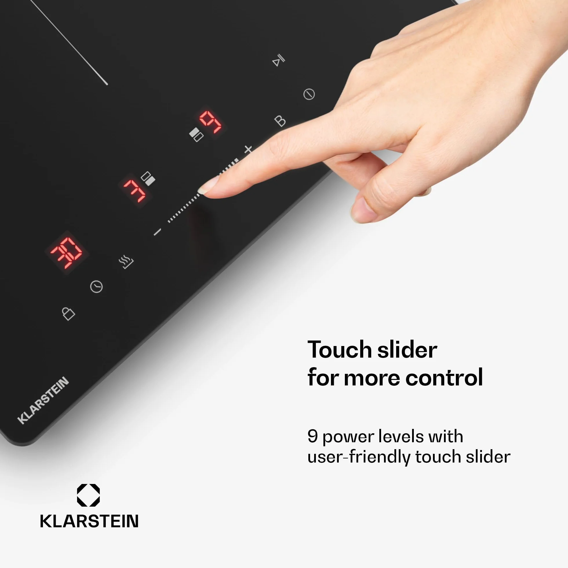 Klarstein PowerGlide Induktionskochfeld 2-Zonen 3500W Boost Touch-Schieberegler Schwarz