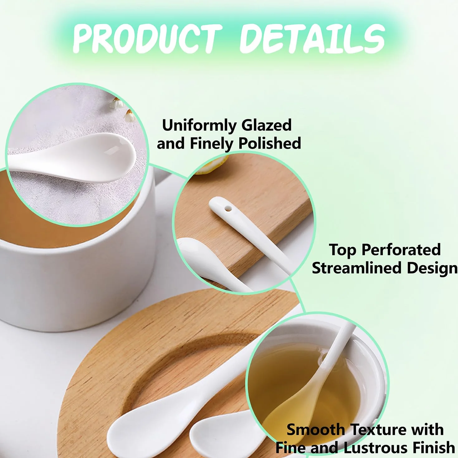 7 sztuk porcelanowych łyżeczek do jajek, 13 x 2,5 cm łyżka do zupy łyżeczka do kawy łyżeczka ceramiczna łyżeczka porcelanowa łyżeczka z długim uchwytem łyżka jadalna Wszechstronne łyżeczki do herbaty