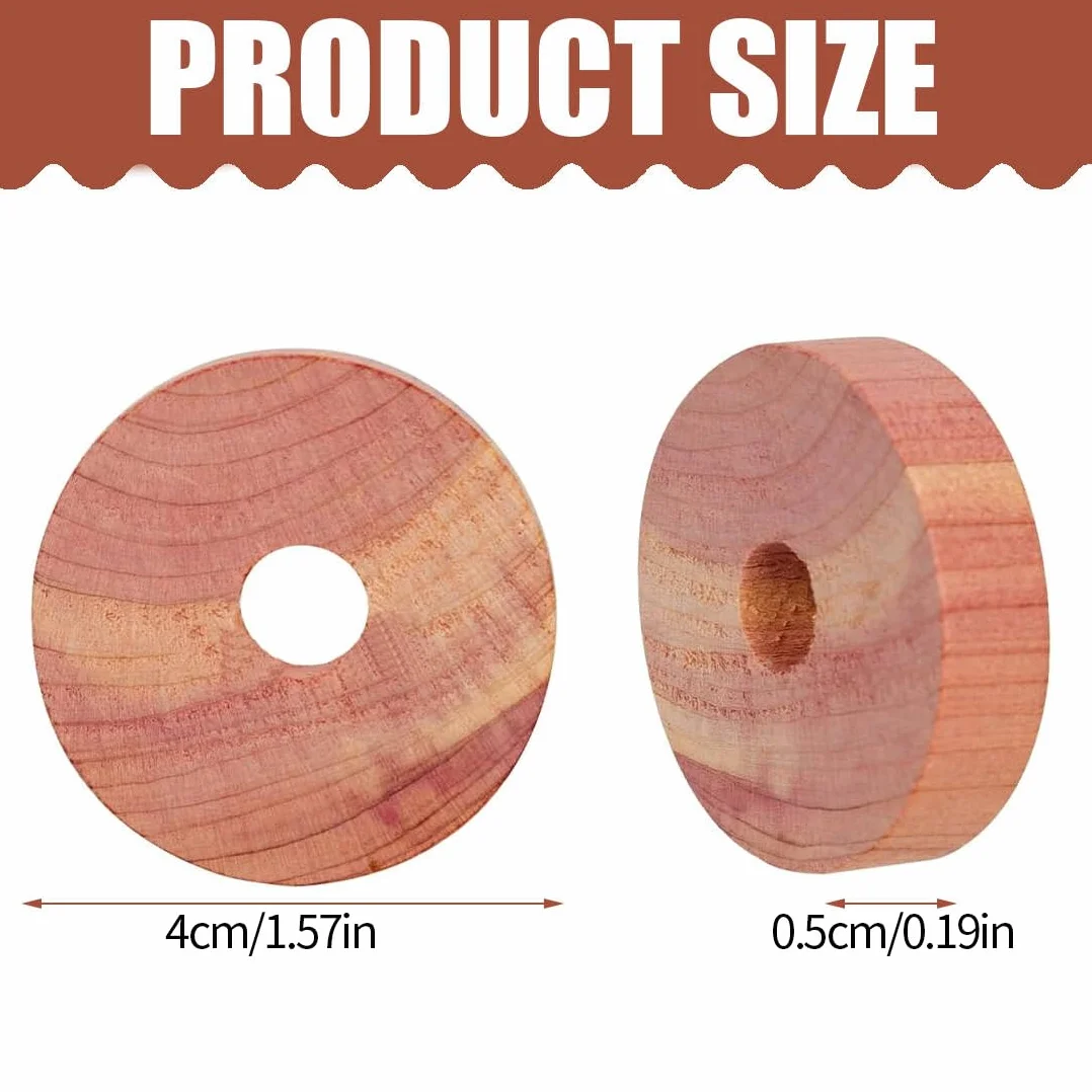 24 sztuki naturalnych pierścieni cedrowych, 100% naturalny produkt, ochrona szafy, szuflad i garderoby, przeciw molom i szatni