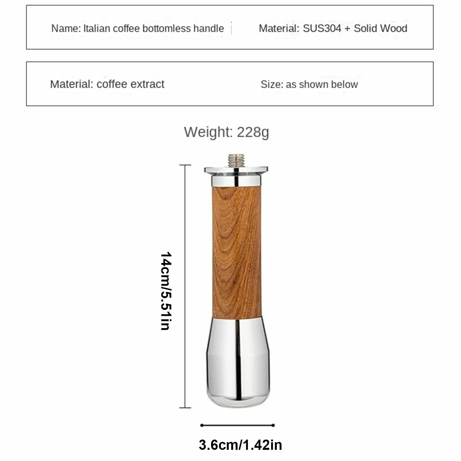 Uchwyt do espresso, 58 mm, bezdenny filtr portowy, akcesoria do kawy, ergonomiczny uchwyt do espresso, nadaje się do kawiarni, baru, kuchni, domowego biura, blatu roboczego, salonu i pomieszczeń