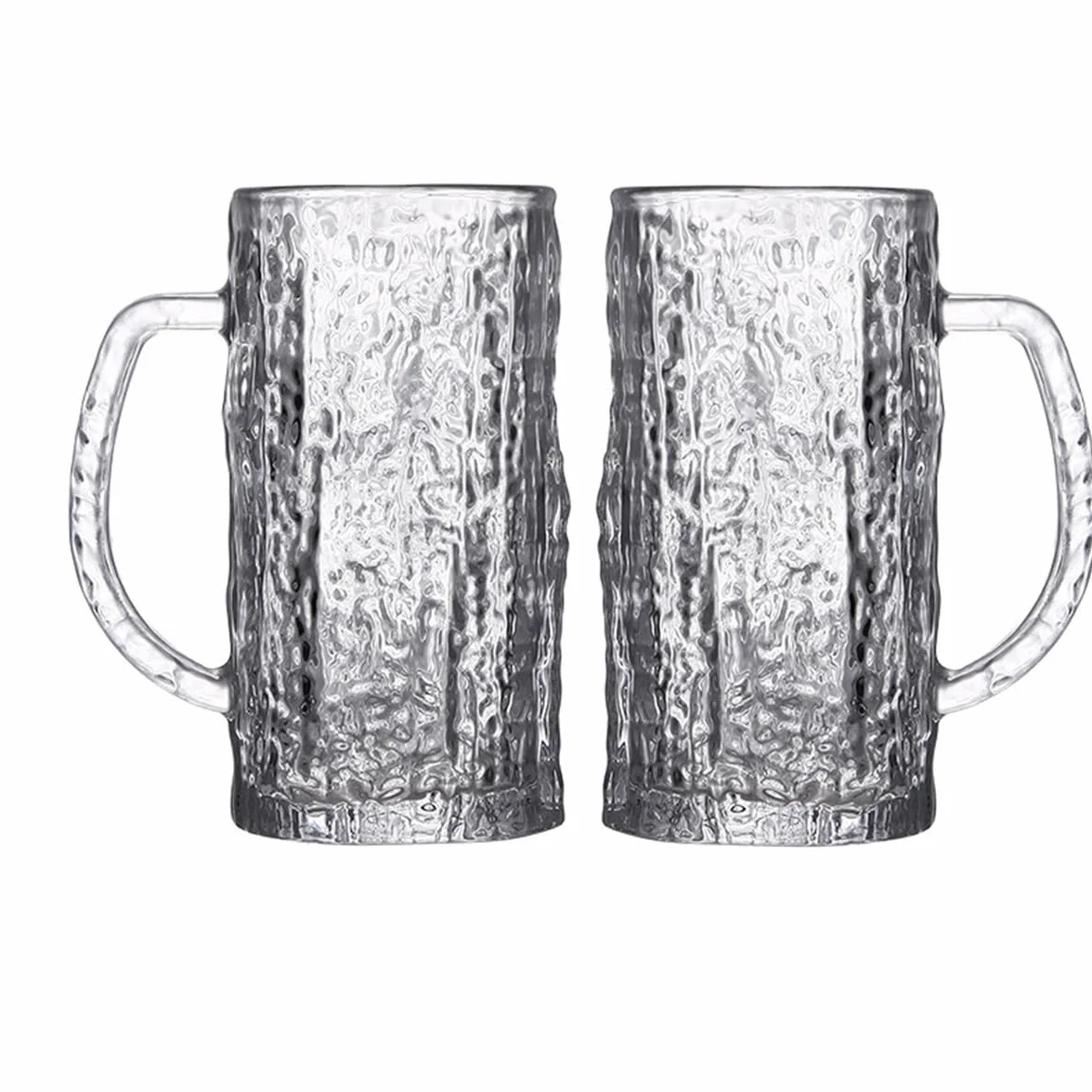 Szklanka do piwa w pubie - 485 ml, zestaw 2 sztuk, zestaw upominkowy do piwa, duże kubki do piwa, wysokiej jakości szkło, kubki ze wzorem lodowca