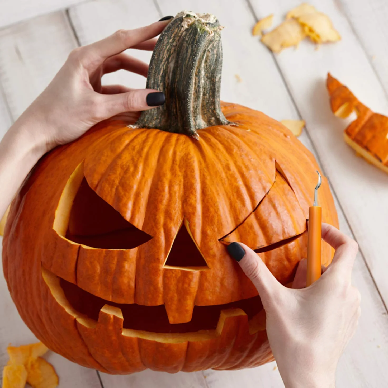 YAOMAISI Narzędzie do rzeźbienia dyni na Halloween, 11 rodzajów wysokowydajnych narzędzi do rzeźbienia ze stali nierdzewnej, z torbą