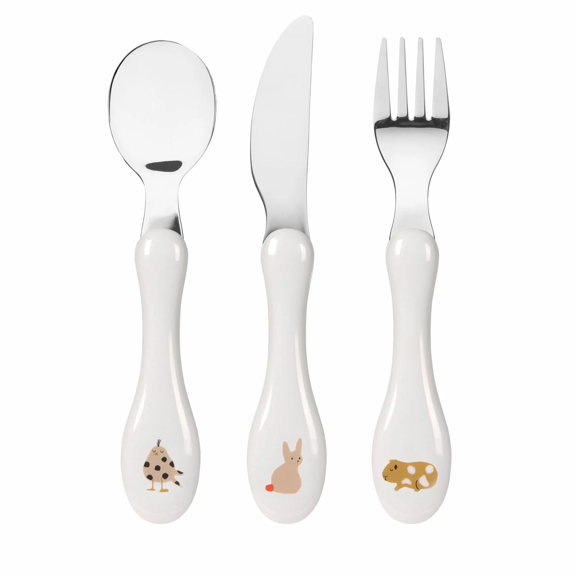 LÄSSIG Zestaw sztućców dla dzieci, 3-częściowy, łyżka, widelec, nóż, stal nierdzewna, uchwyt z tworzywa sztucznego/Cutlery Little Mateys spicy orange