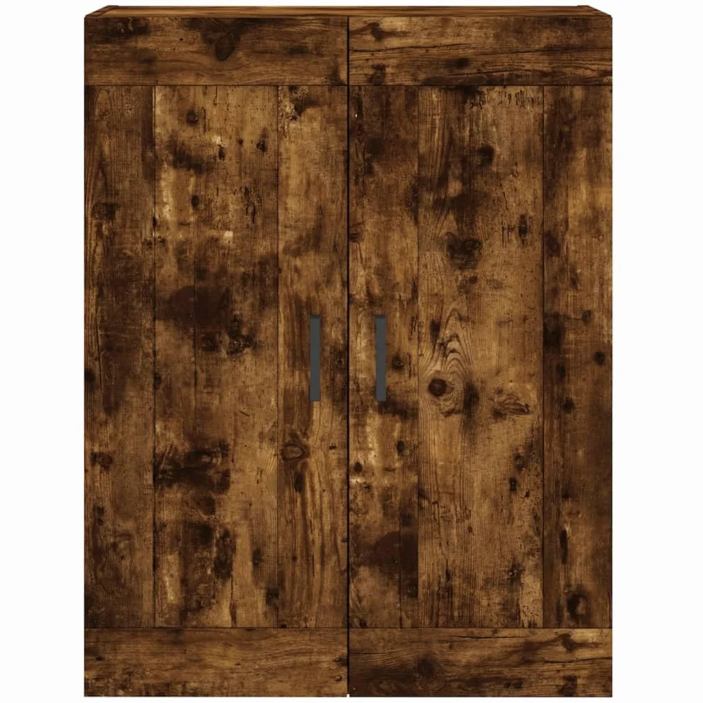 Générique Wysoki bufet wędzony dąb 69,5x34x180 cm, szafka do przechowywania z drewna inżynieryjnego z drzwiami i metalowymi nogami