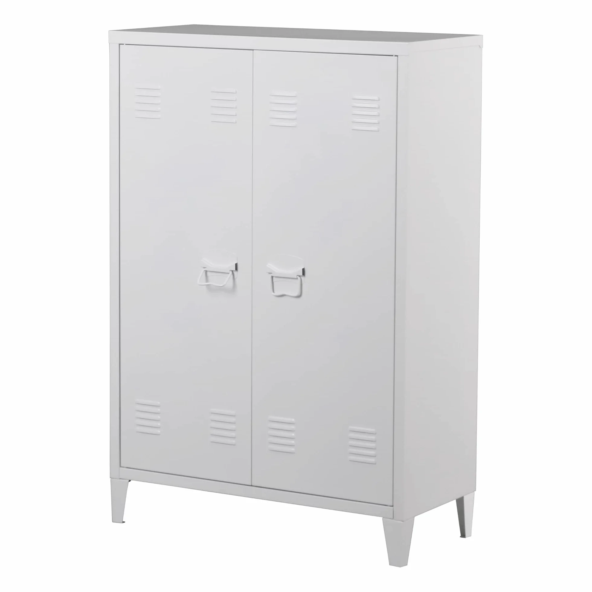 Oripää metalowa szafka do salonu, 110 x 75 x 33 cm, szafka na akta, szafka warsztatowa z 2 drzwiami i 2 półkami o regulowanej wysokości, biała