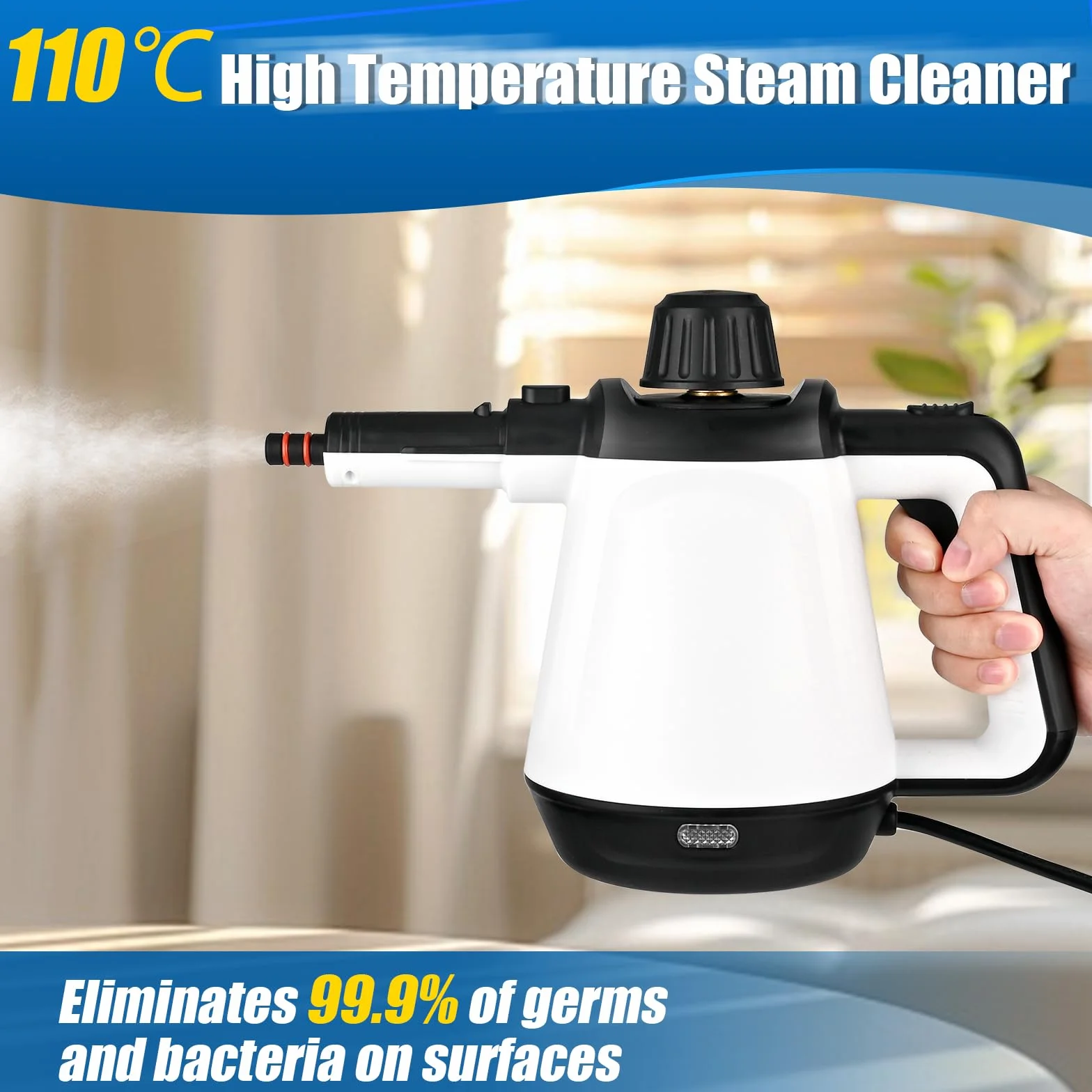 Dreamhigh Ręczny środek do czyszczenia parą 1200 W 3,5 bara 430 ml 9 akcesoriów