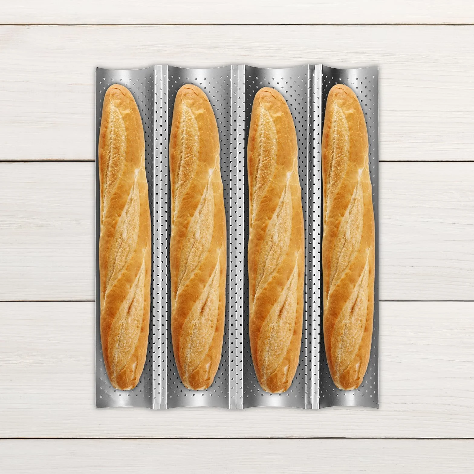 Forma do pieczenia bagietek, 4 sztuki, 38 x 33 cm, nieprzywieraj?ca, do bagietek, bagietek, do 4 bagietek, akcesoria do pieczenia chleba