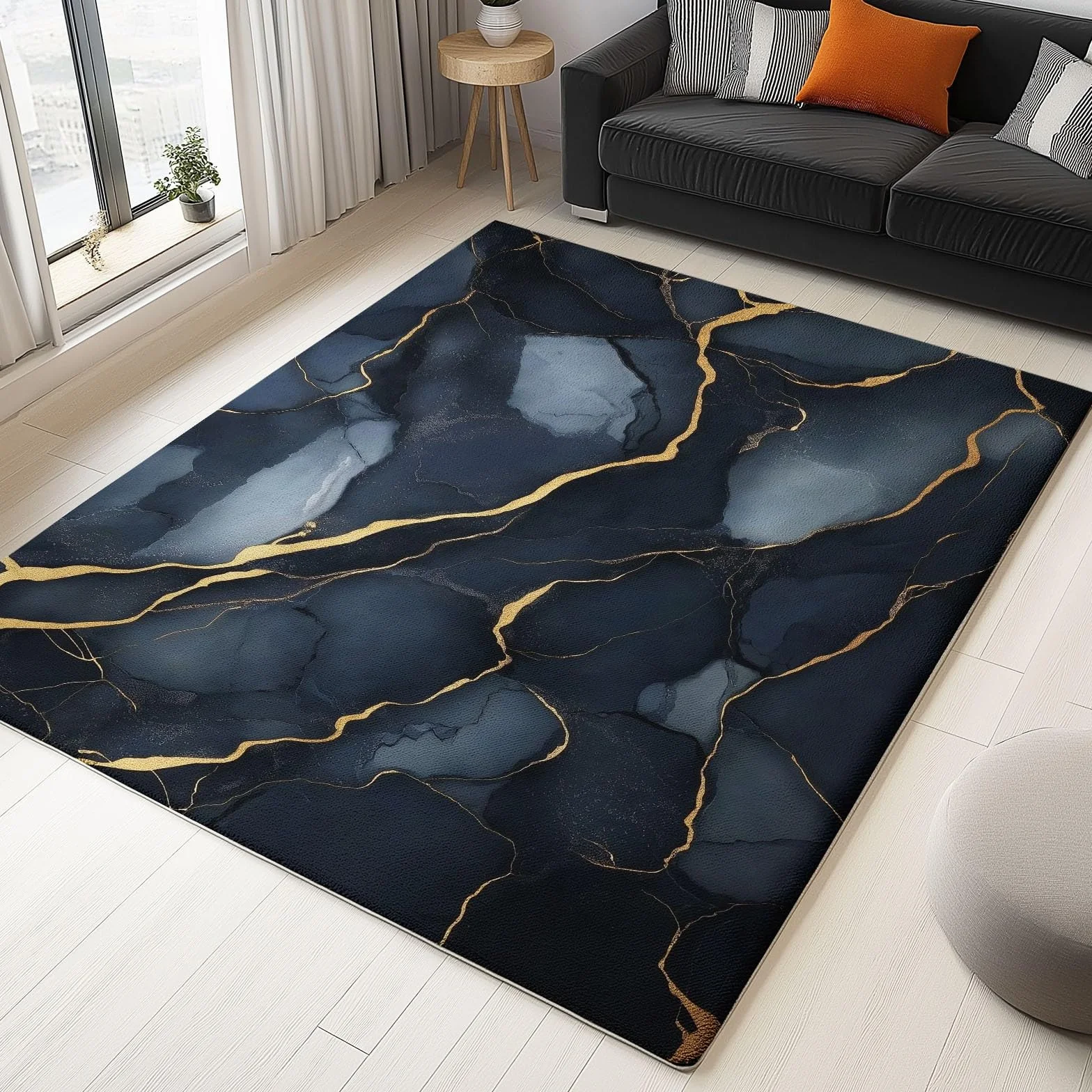 Nowoczesny czarny marmurowy dywan 120 x 180 cm krótkie runo, dywan do salonu, można prać w pralce, mata do sypialni, stylowa dekoracja domu, łatwy do czyszczenia, miękki dywan