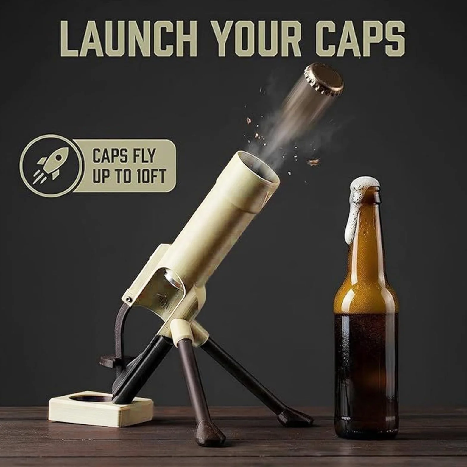 Otwieracz do butelek piwa w stylu moździerza, 51 mm, automatyczny wyrzut kapsla z mechanizmem naciskowym, Beer Bottle Mortar Opener zabawny, śmieszny moździerz do piwa bezręczny otwieracz do butelek
