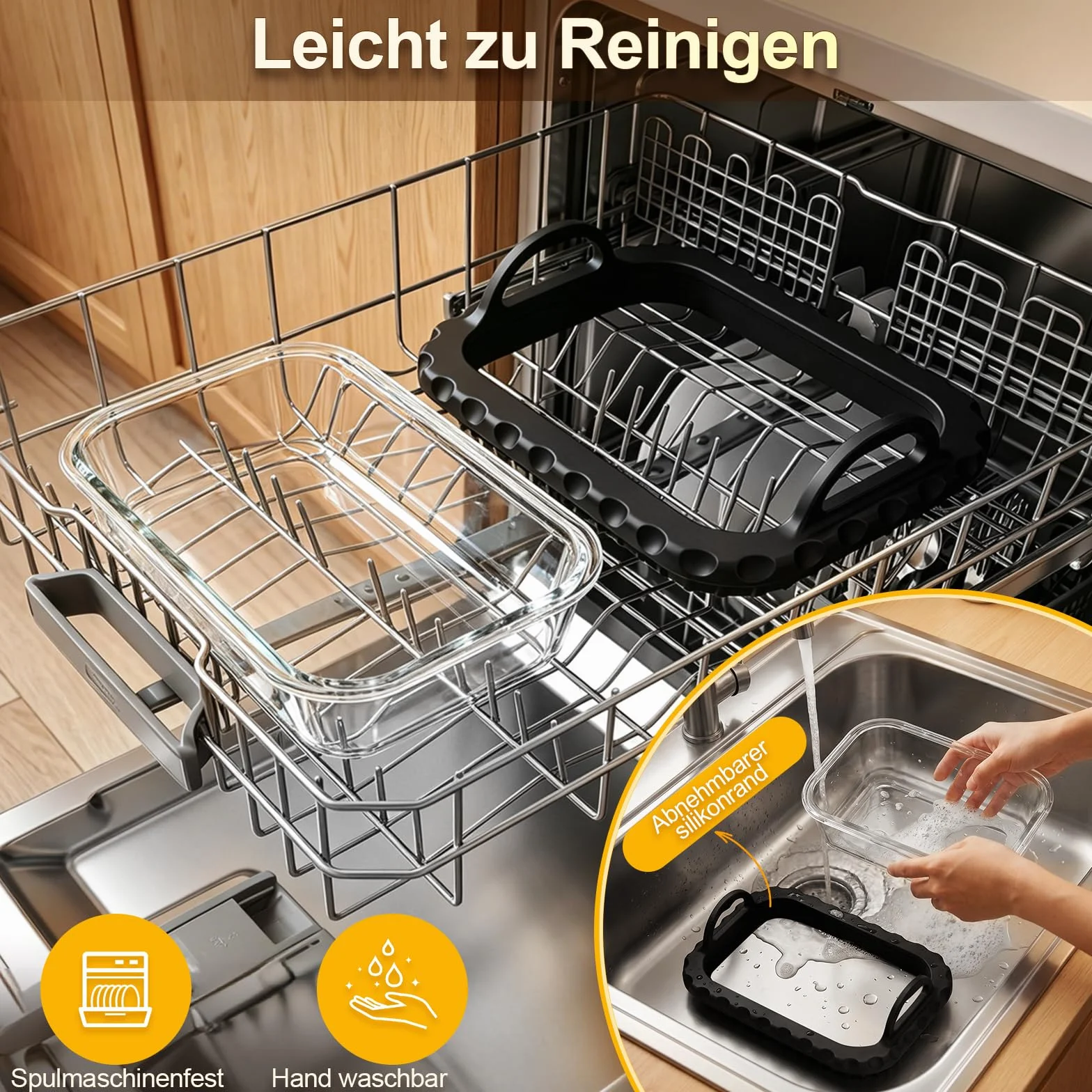 Taca ze szkła do Air Fryer, odporna na wysoką temperaturę, akcesoria do Air Fryer, szklana miska do Ninja AF500EU/AF400EU/SL400EU & COSORI 8,5L Frytkownica na gorące powietrze, nadaje się do mycia w