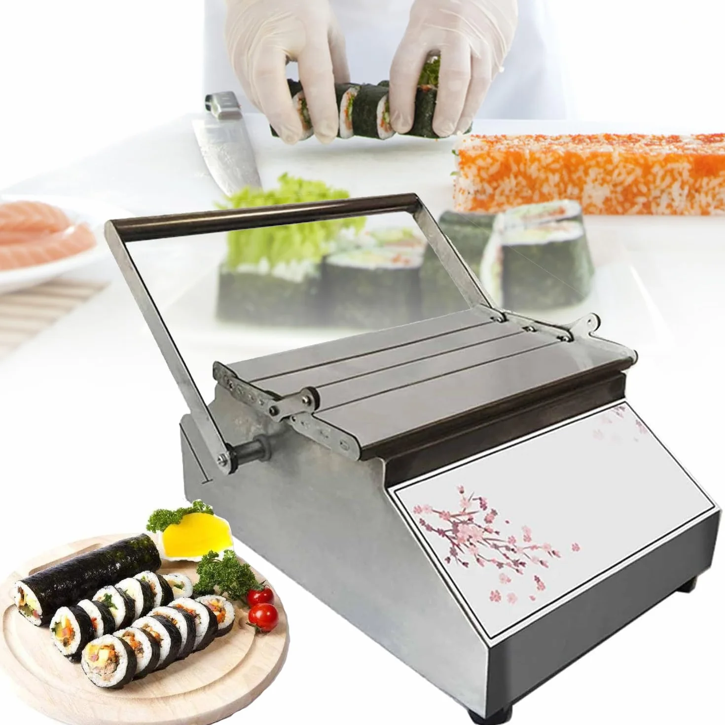 Zestaw do robienia sushi, sushi bazooka dla początkujących, łatwy w użyciu, kwadratowy ekspres do sushi, kompletne materiały do zwijania sushi do domowych bułek sushi i maki