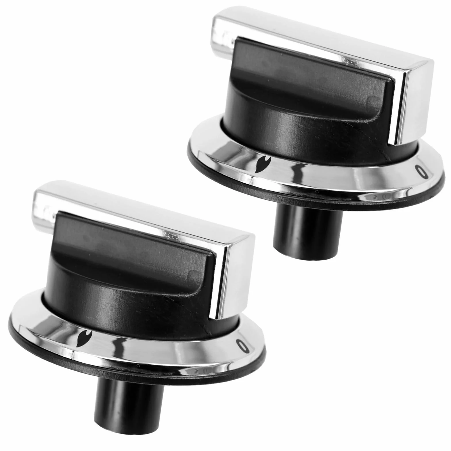 Spares2go Przełącznik pokrętła sterującego, kompatybilny z Rangemaster 90, 100, 110 DF, Elite, profesjonalny piekarnik (2 gałki, czarny/chrom)