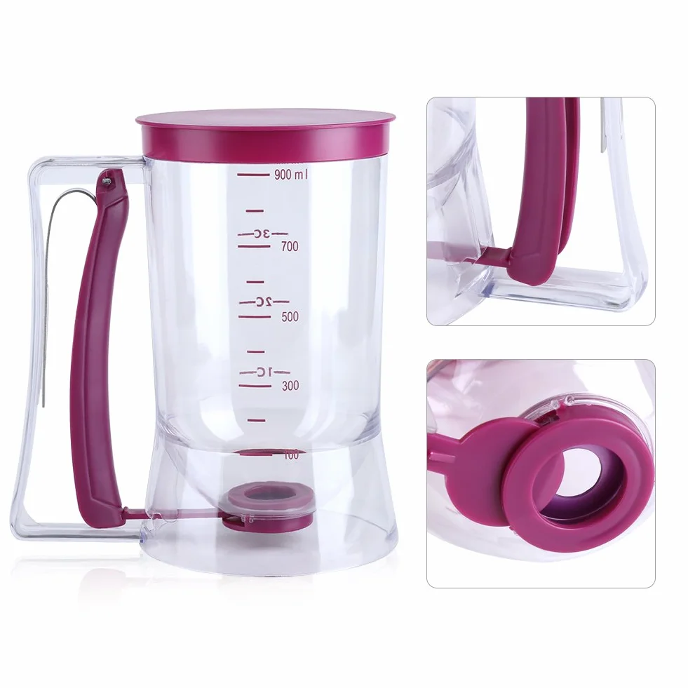 900ML Cupcake ciasto naleśnikowe dozownik ręczny Mix dzbanek do ciasta miarka waflowa pomocnik do pieczenia muffinów narzędzie kuchenne do pieczenia