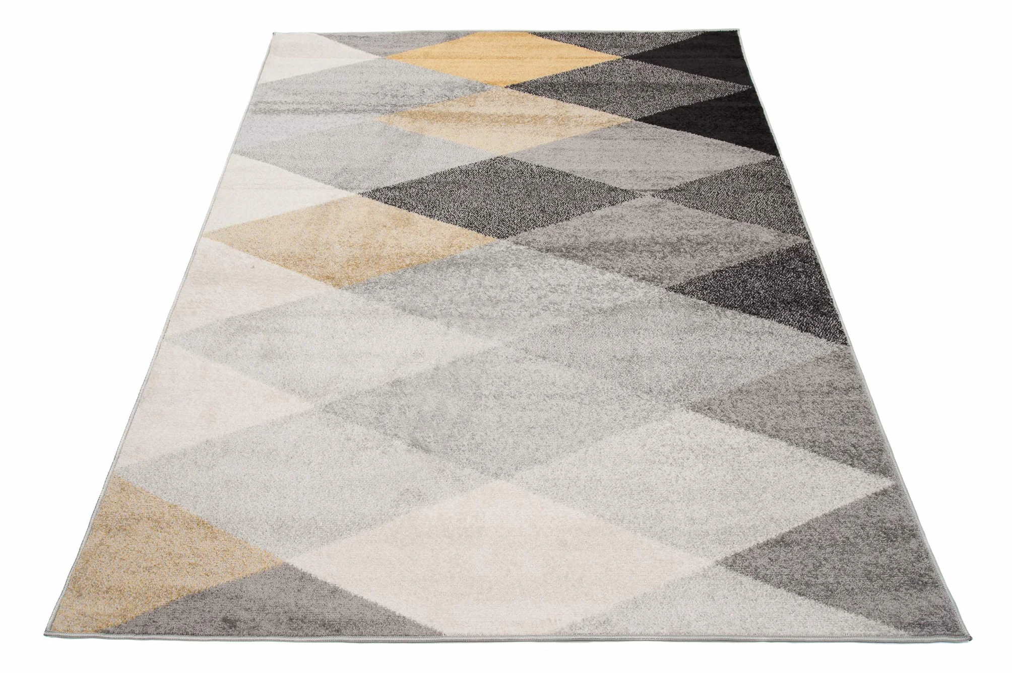 Tapiso LAZUR dywan do salonu, krótkie runo, nowoczesne figurki geometryczne, szary, ciemnoszary, czarny, kremowy, żółty, do sypialni, Ökotex 240 x 330 cm