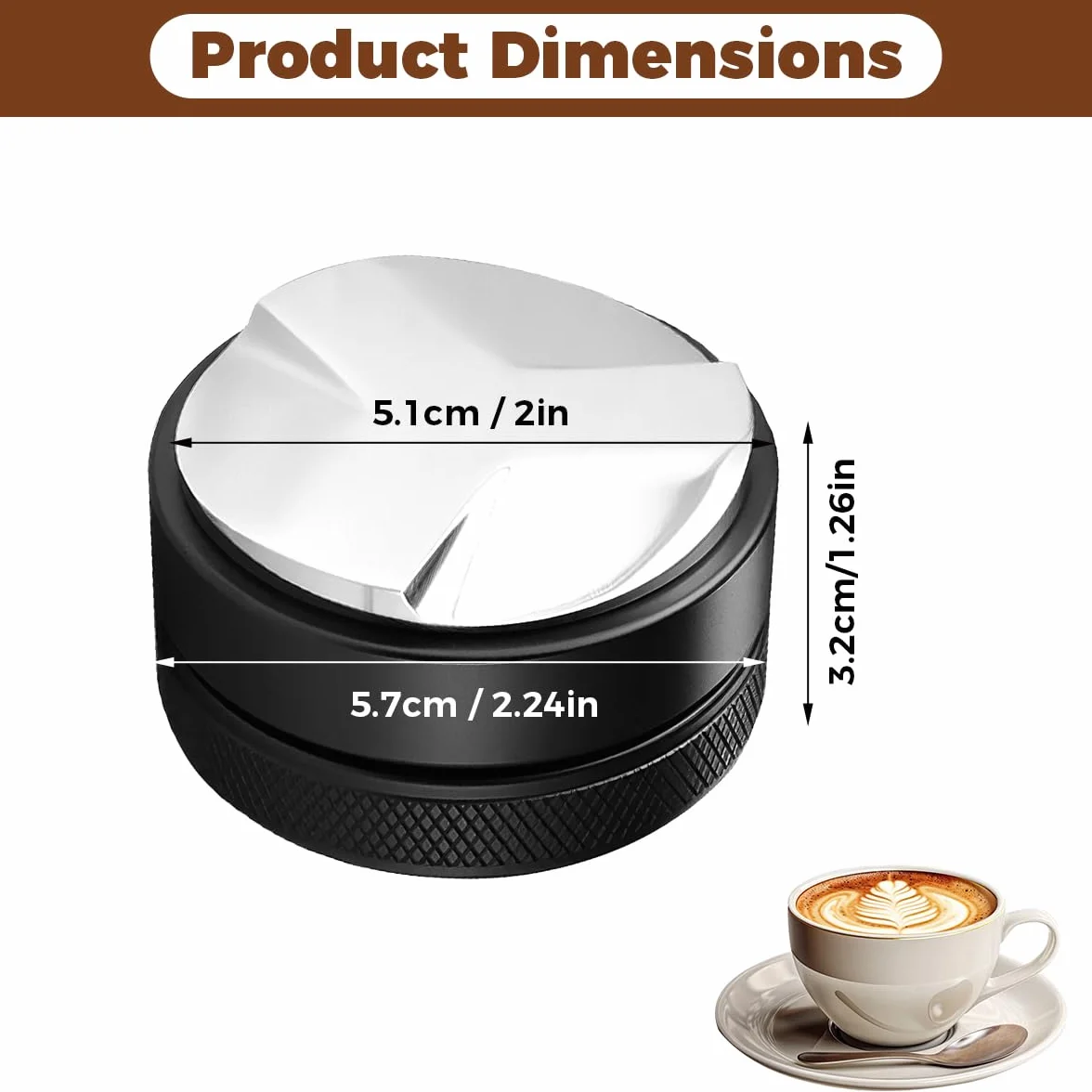 Rairsky Dystrybutor 51 mm, stal nierdzewna 304, regulator espresso, z regulacją wysokości, akcesoria do espresso 51 mm, niwelator kawy do domu, kawiarni, baru, biura i restauracji (czarny)