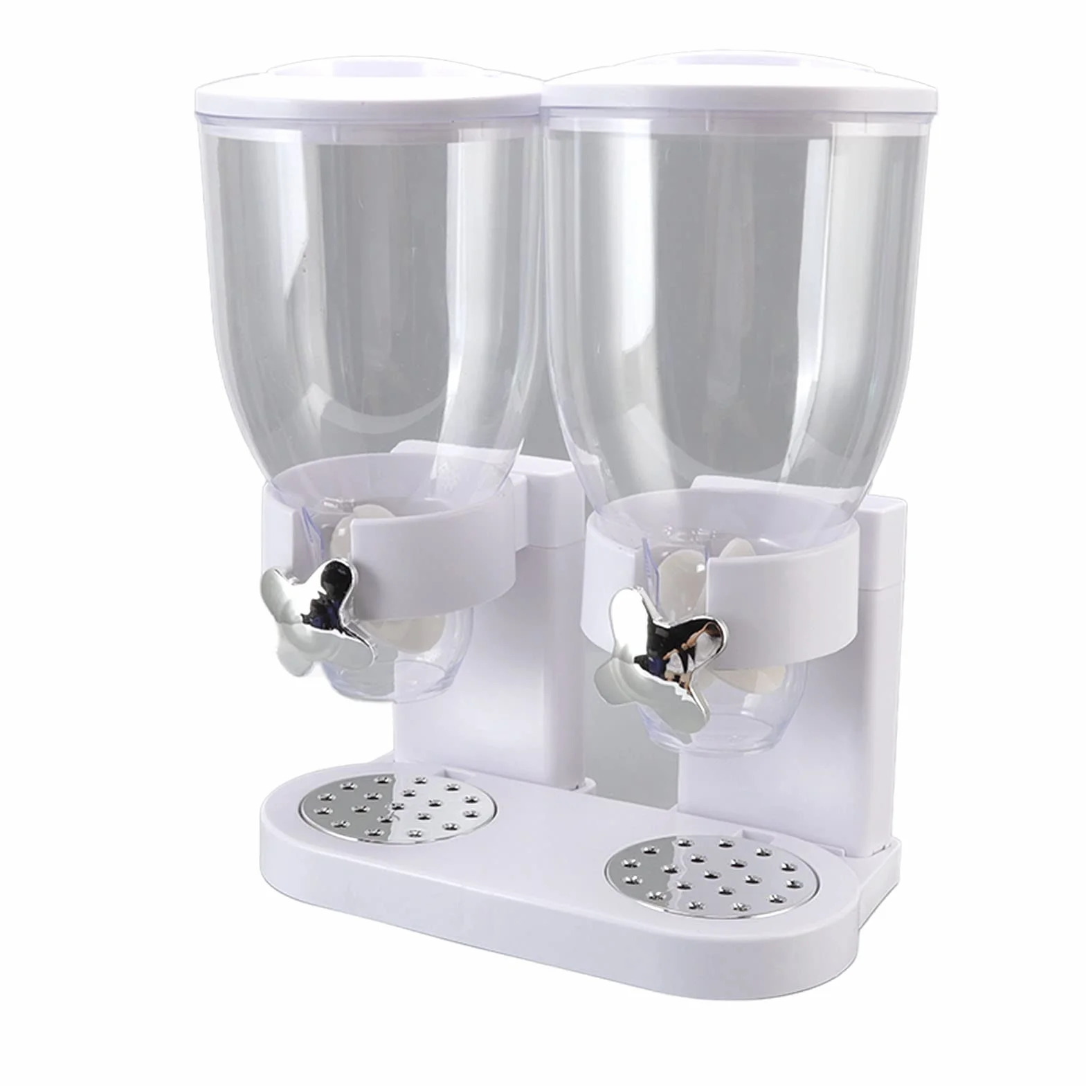 AMONIDA Podwójny Dozownik Płatków śniadaniowych, Szczelnie Zamykany, do Przechowywania w kuchni. Materiał ABS 7L (WHITE)