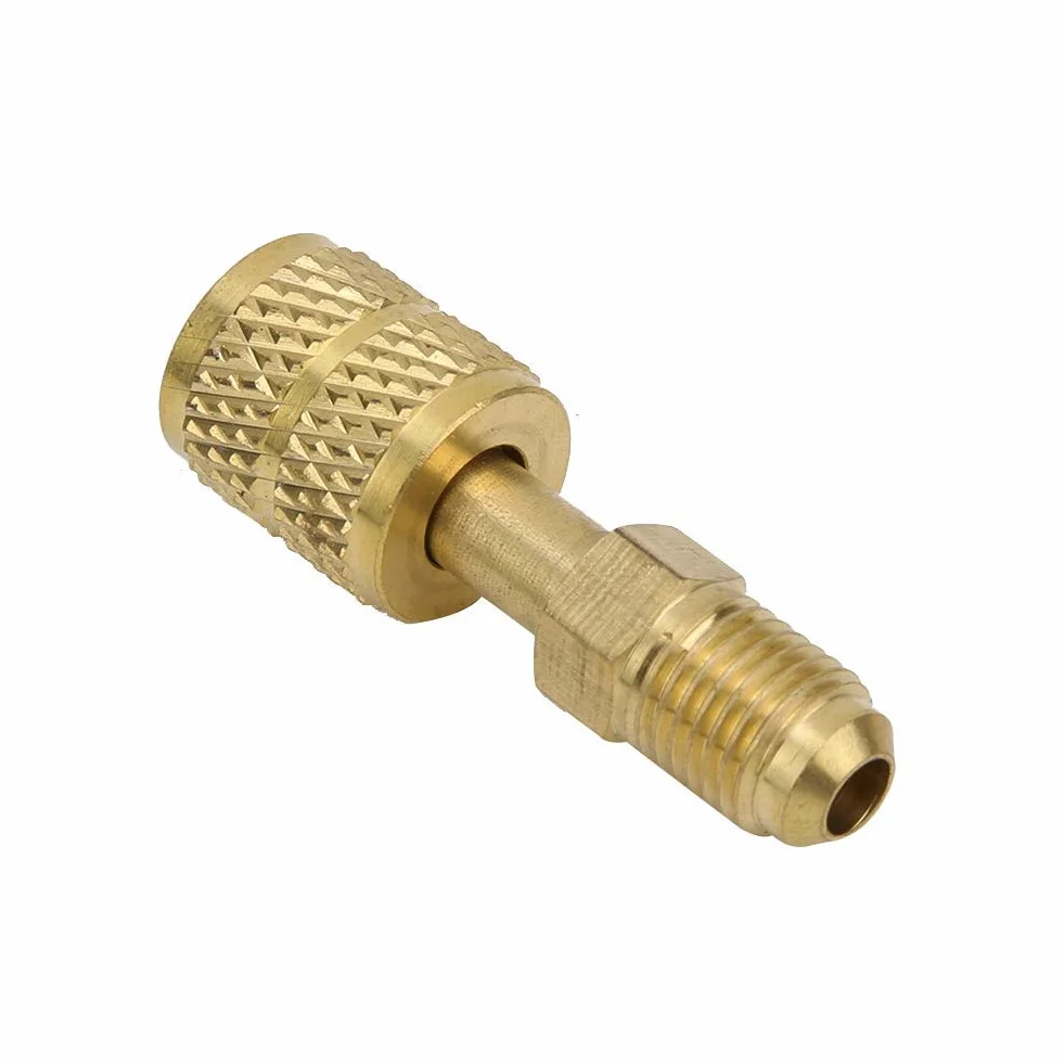 Nowy mosiężny adapter AC R410A do 1/4 "męskiego na 5/16" żeńskiego z wężem do napełniania rdzenia zaworu do pompy wysokiej jakości