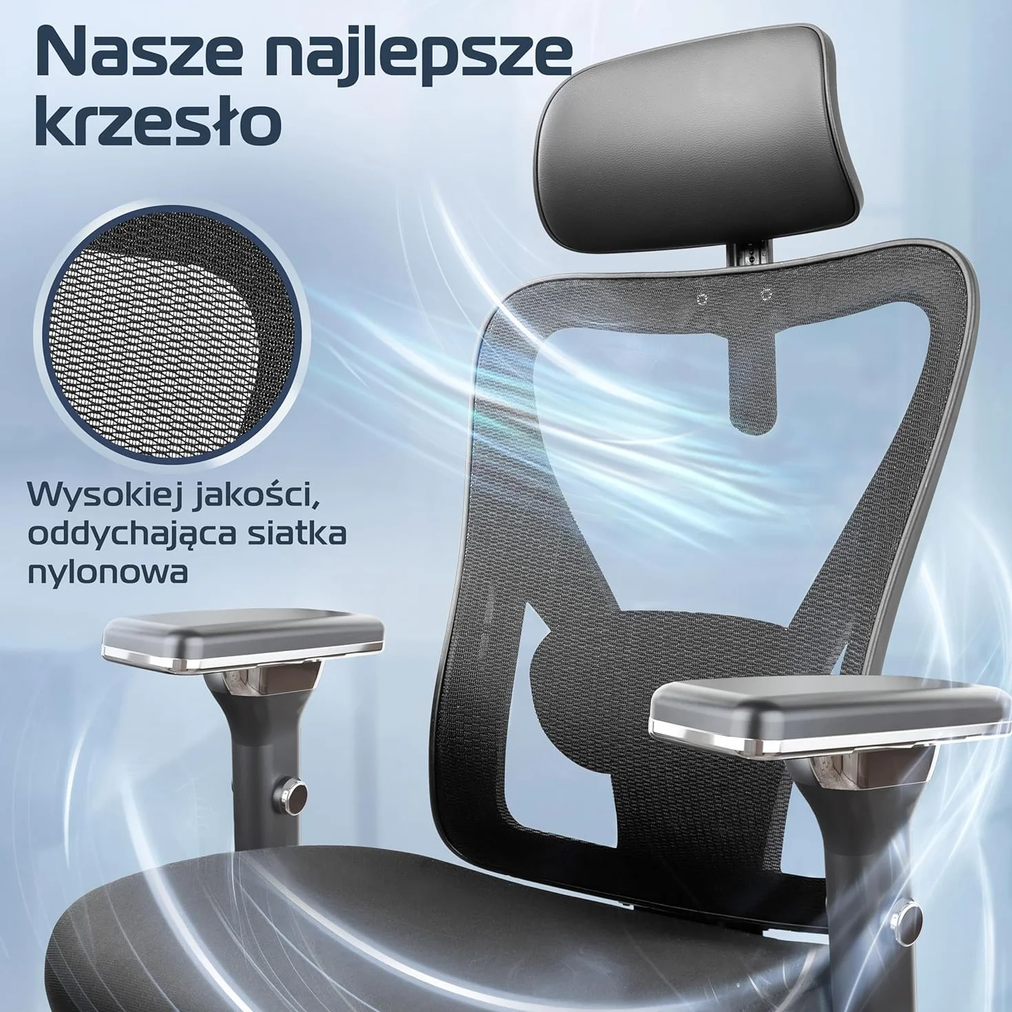 CLOUVOU CleverSeat Ergonomiczne krzesło biurowe [NR 1 W RANKINGU] Regulowane krzesła biurowe - fotele ergonomiczne | Siatkowy fotel biurowy z podparciem | Fotel ergonomiczny do gier do 150 kg