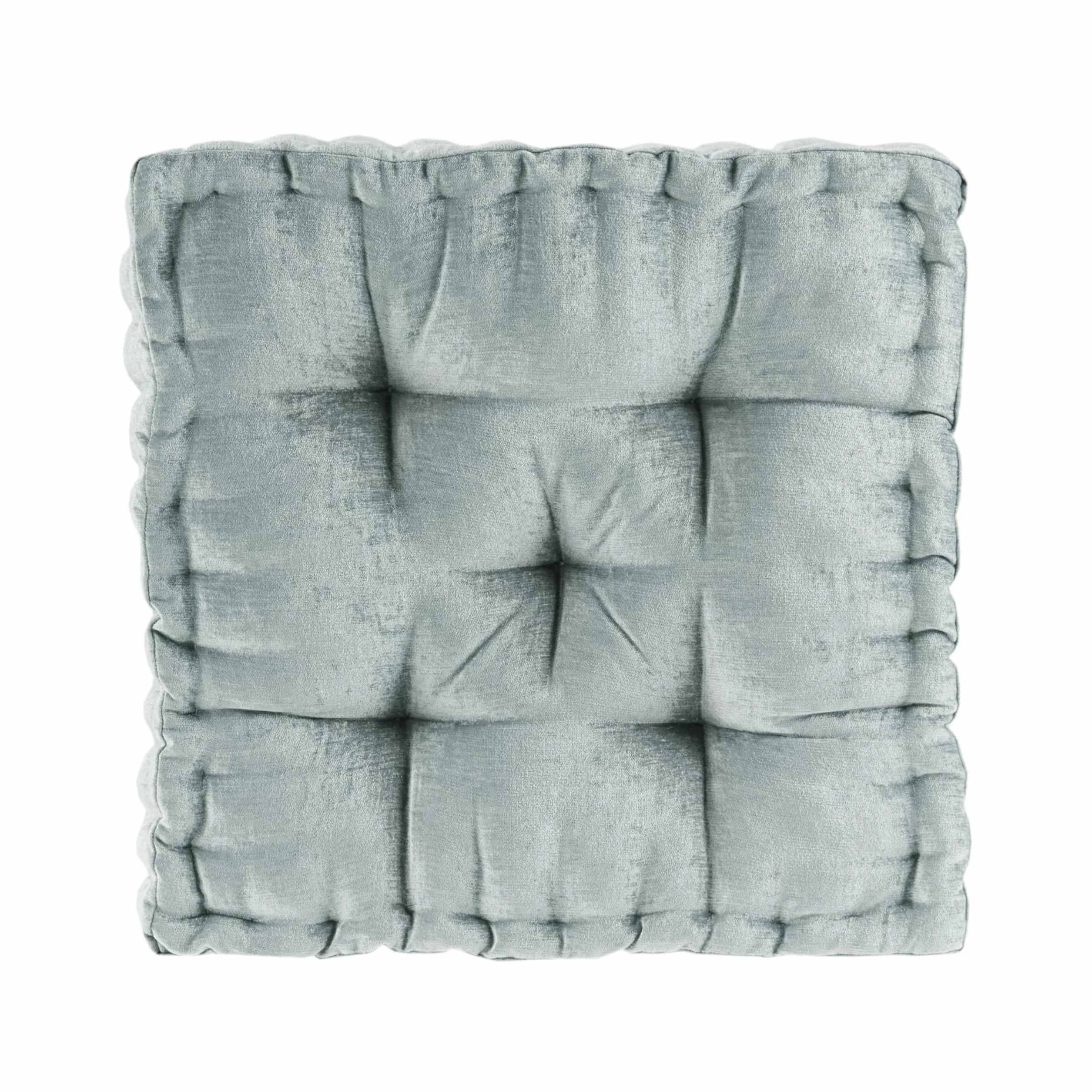 Intelligent Design Azza Floor Pillow, Large Cushions Sitting for Adults, Floor Pillow for Meditation or Yoga, Lustrous Chenille Tufted with Scalloped Edges for Bench/Chair Cushion, 20"x20"x5" Aqua