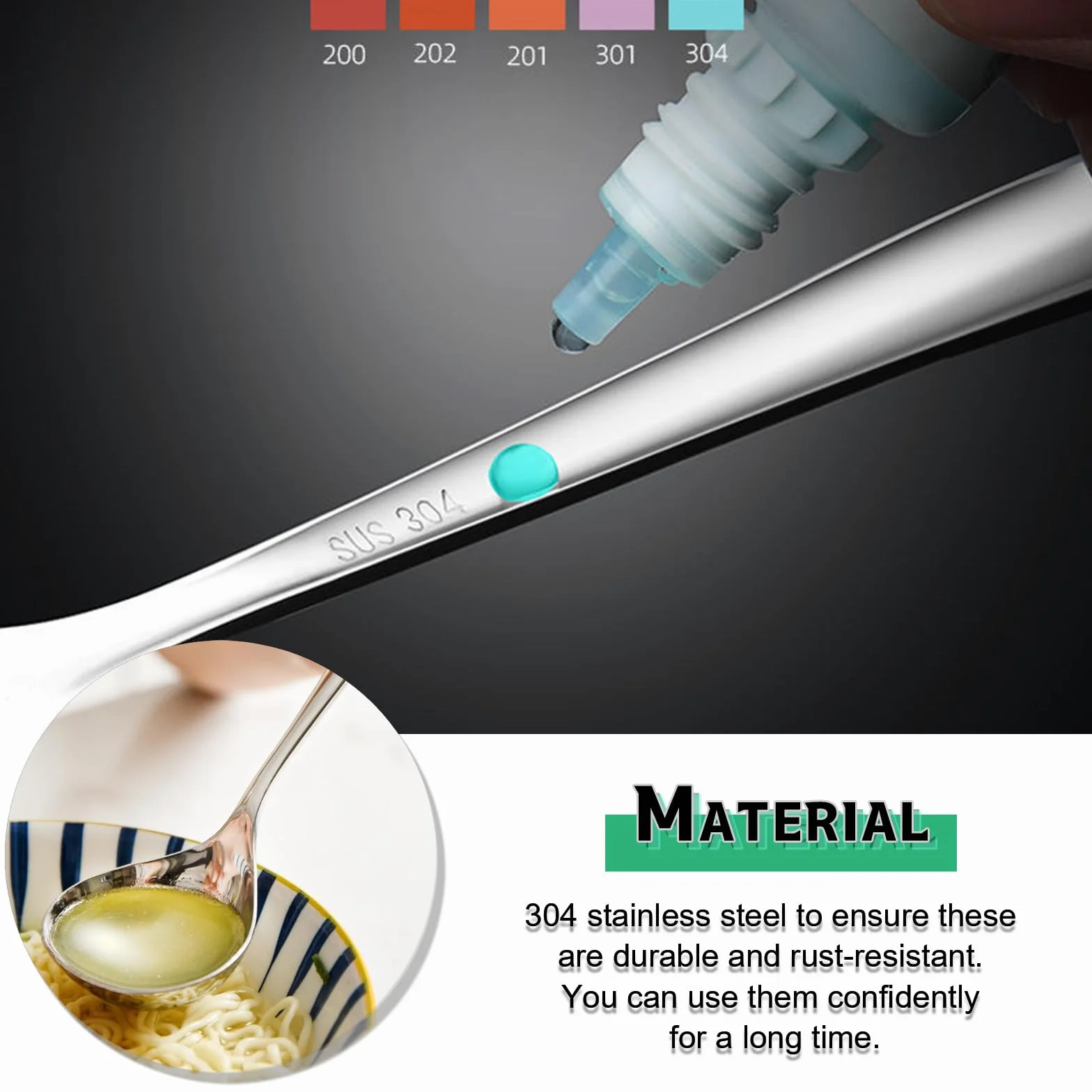 MAEXUS® 2 sztuki - 17/19.5 cm łyżka do zupy ze stali nierdzewnej, chochla mała do sosów, chochla na bankiety, Mała kuchnia