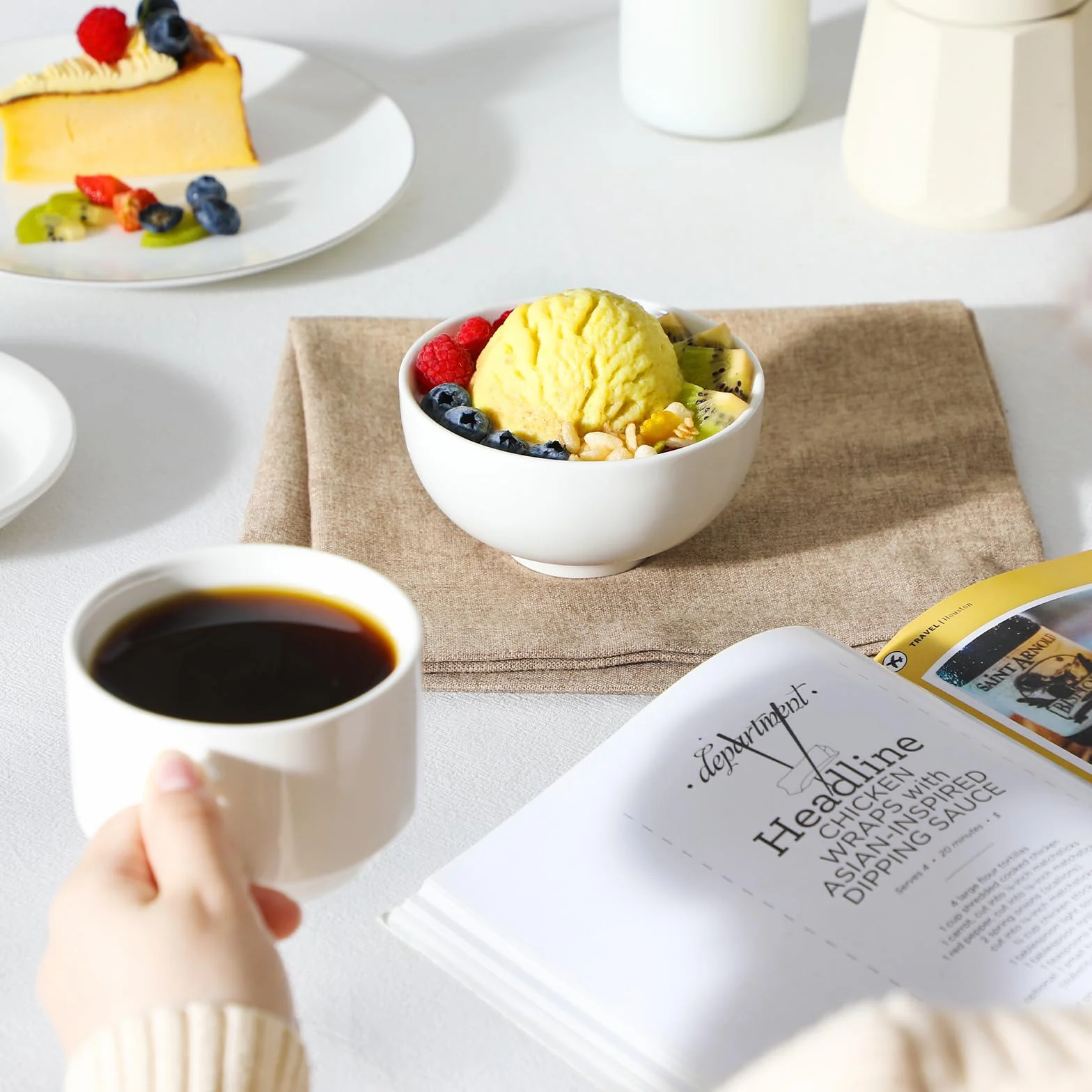 MALACASA Seria REGULAR 8 białych porcelanowych miseczek na płatki śniadaniowe 300 ml, okrągłe miski śniadaniowe 11,5 cm, salaterki, miski na sałatkę i ryż