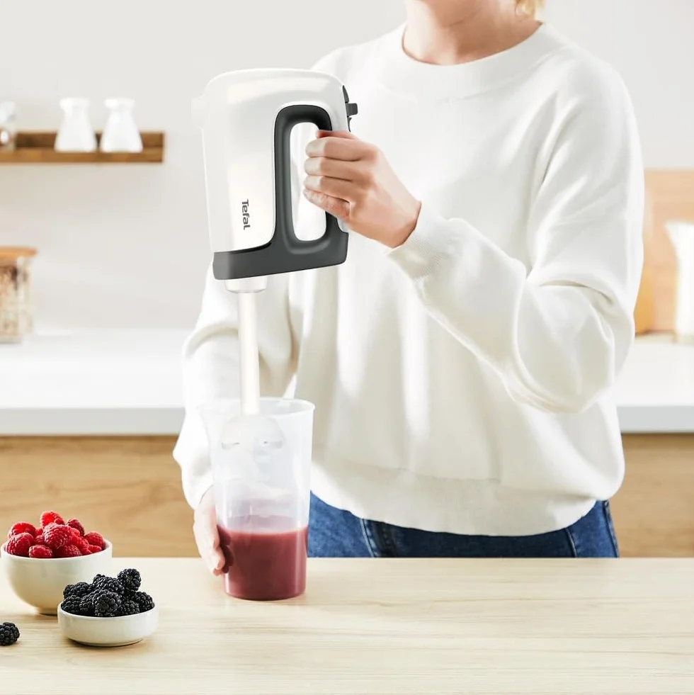TEFAL Prep'Mix+ HT4611 Mikser ręczny, 500W, 5 prędkości, Funkcja Turbo, Końcówka blendująca do zup i puree, Mieszadła ze stali nierdzewnej
