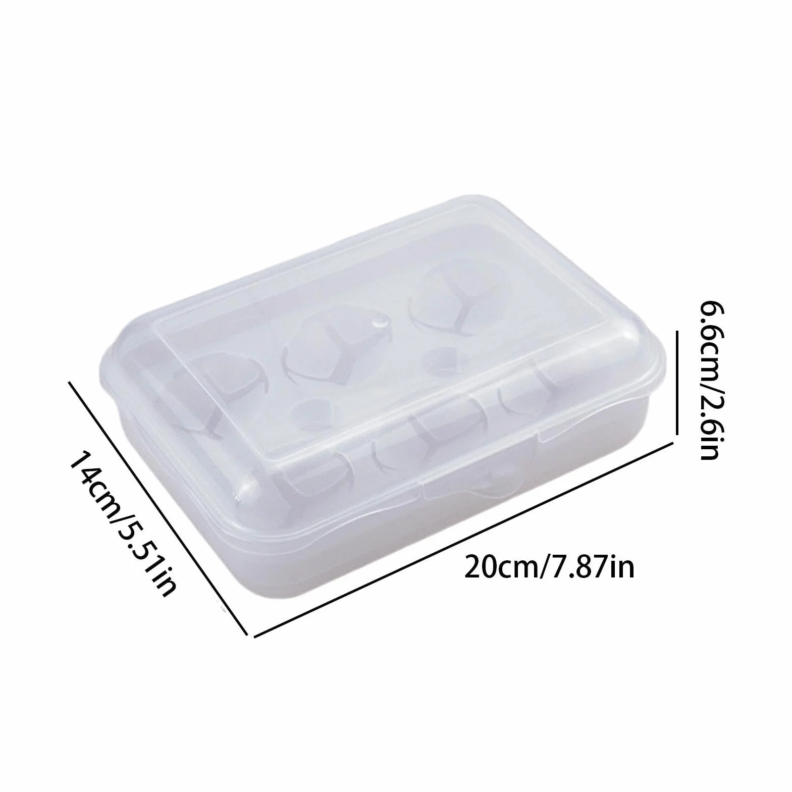 Egg Container, 6-Grid Fridge Storage Box, Shock-Absorbing Egg Holder, 7.87x5.51x2.6 inches Compact Carrier for Kitchen, Outdoor Camping, Picnic Use, Travel and Gift