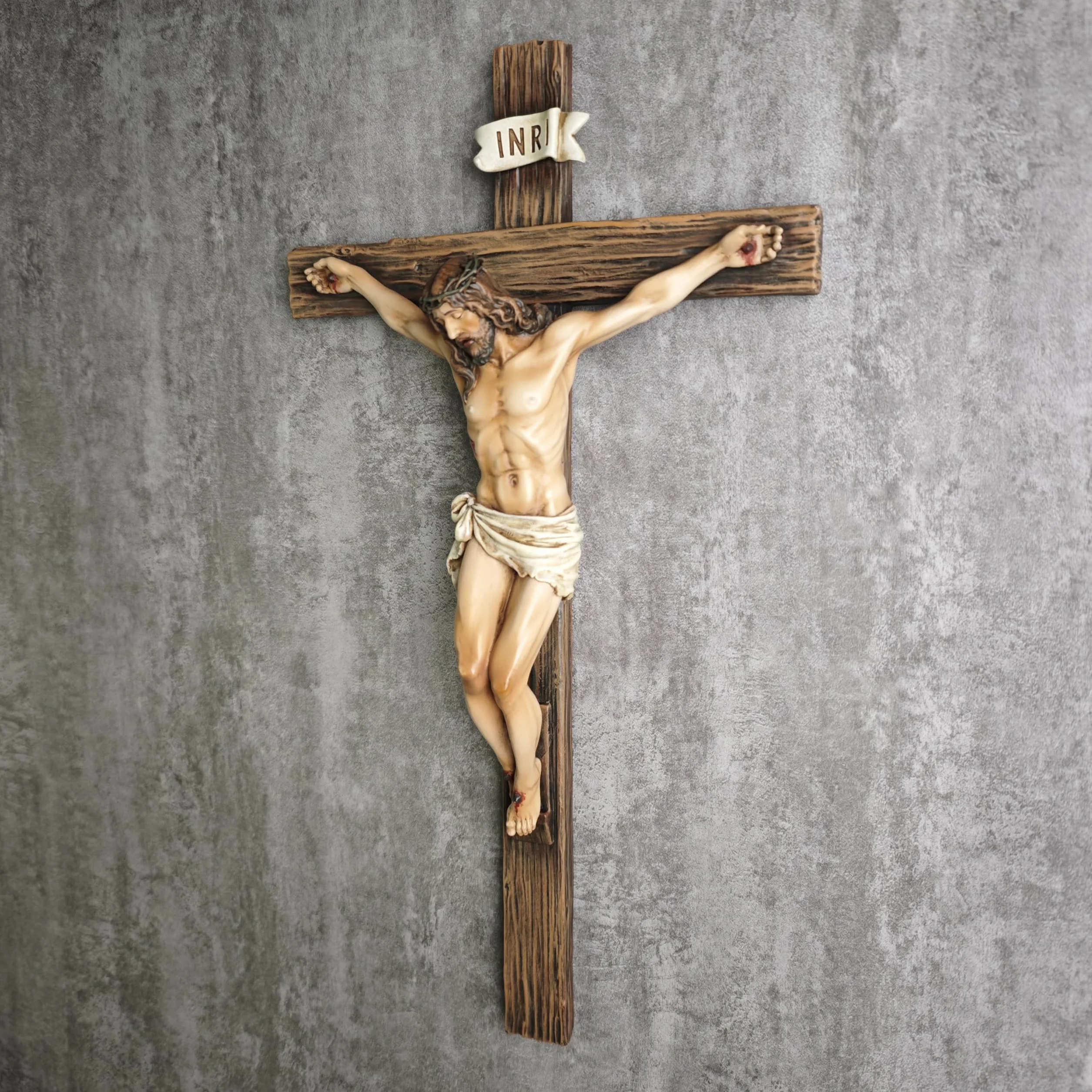 BC Katolicki Krzyż Ścienny, Inspirujący Wystrój Domu Jezusa Chrystusa, religijny pobożny prezent, 35 cm, renesansowa rzeźba, ręcznie wykonana przez Buildclassic