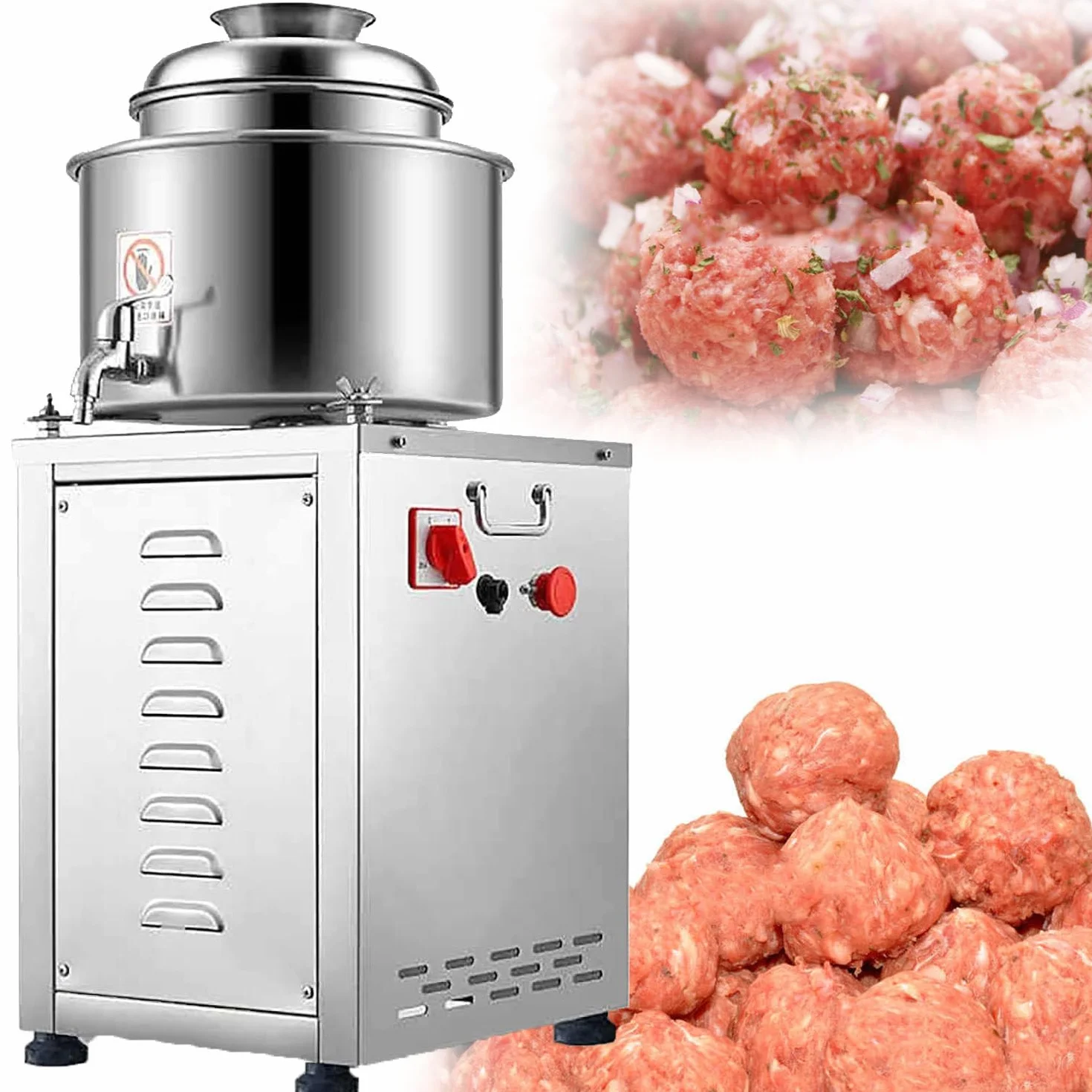 Elektryczna maszyna do ubijania mięsa puree, 1500W komercyjna maszyna do ubijania klopsików, 220V przetwornik żywności, młynek do mięsa, trójwymiarowy nóż o czterech ostrzach