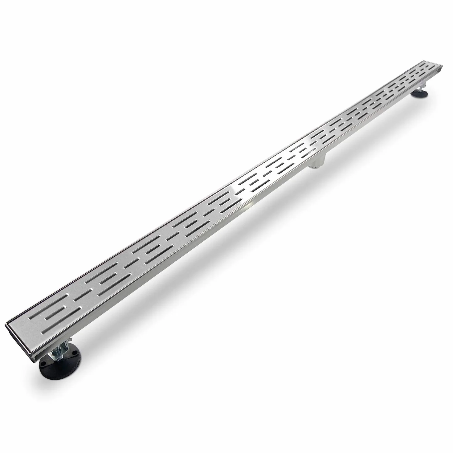 Liniowy odpływ prysznicowy 152 cm z kratką ze wzorem pręta, profesjonalna szczotkowana stal nierdzewna 304, wysoki przepływ, łapacz włosów odpływ prysznicowy