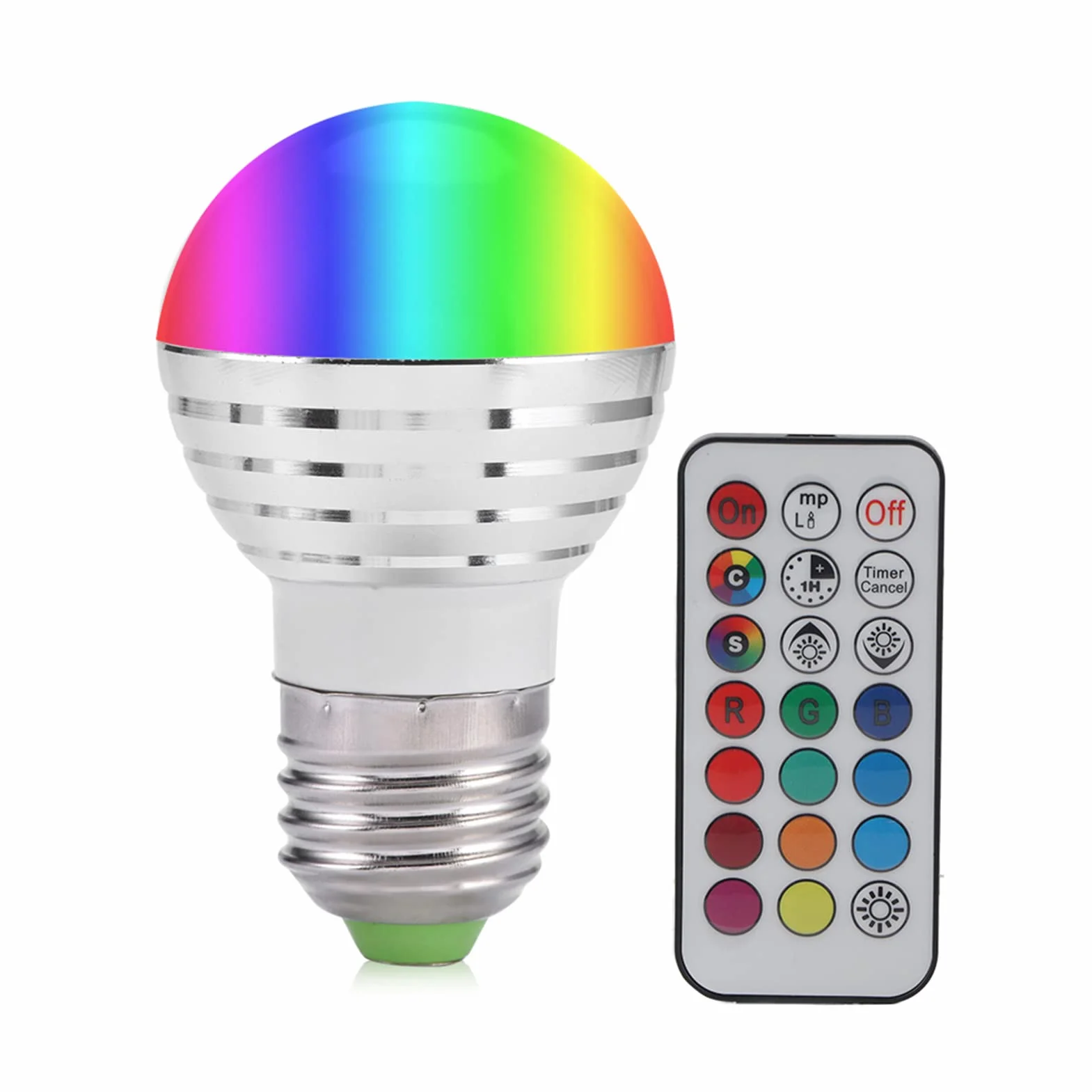 Żarówka LED RGB Zmieniająca Kolor świecy, z Zestawem Pilota, Odpowiednia do Korytarzy, Hoteli, Barów, Kawiarni, E27 3W
